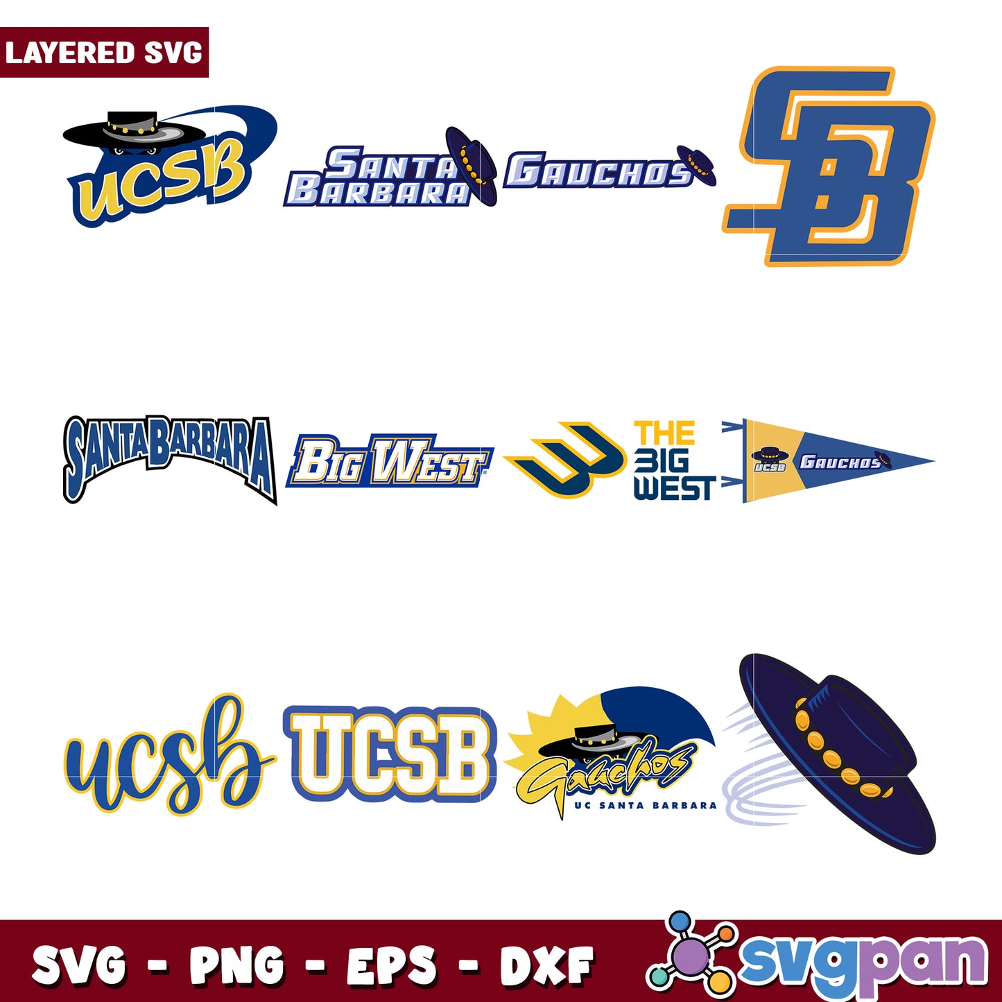 UCSB Santa Barbara Gauchos SVG Bundle Collection