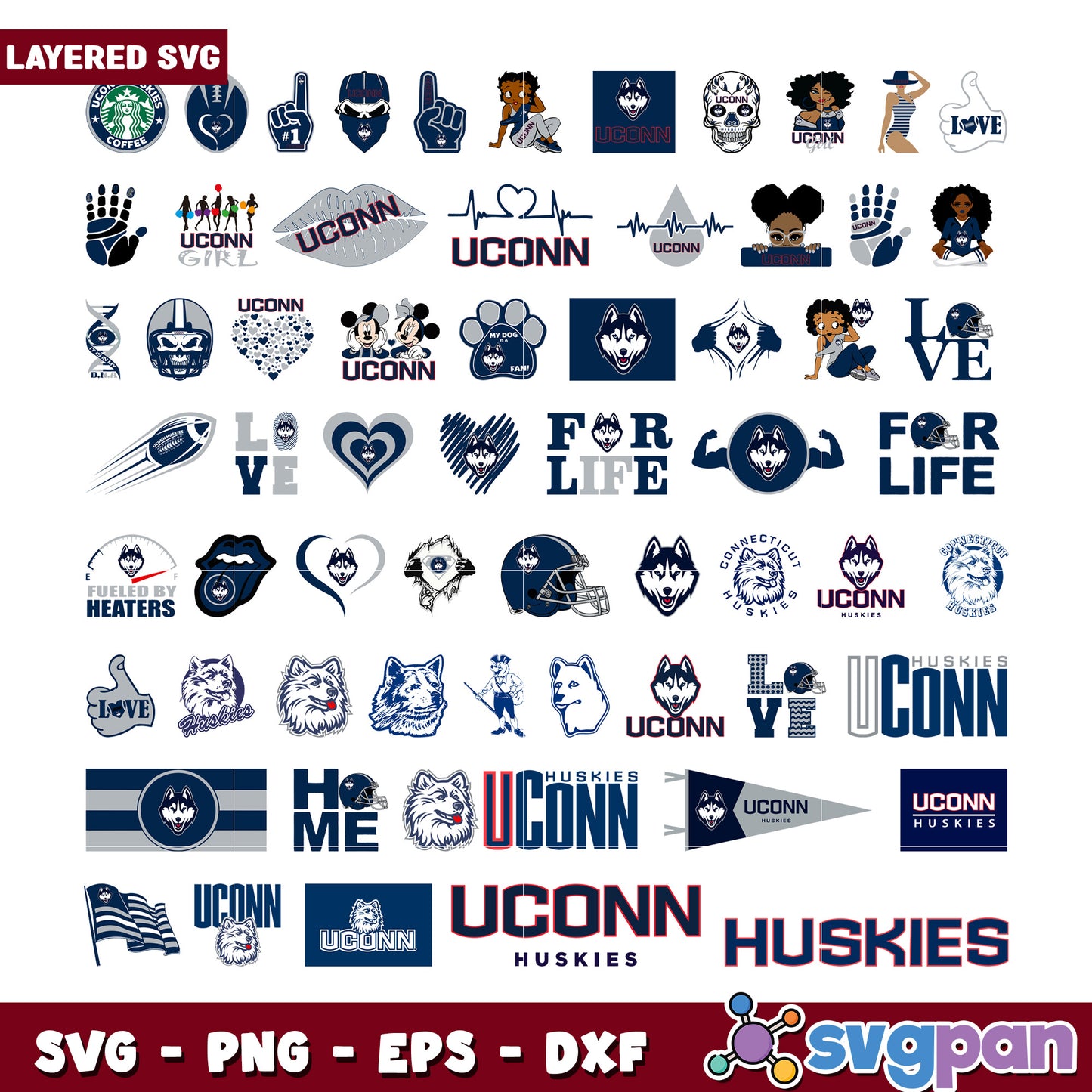 UConn Huskies Bundle SVG Files for Creative Projects
