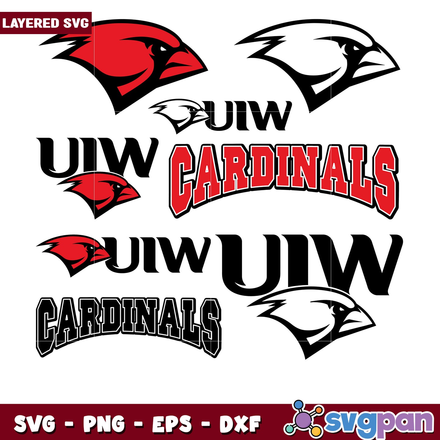UIW Cardinals SVG Bundle Layered Designs