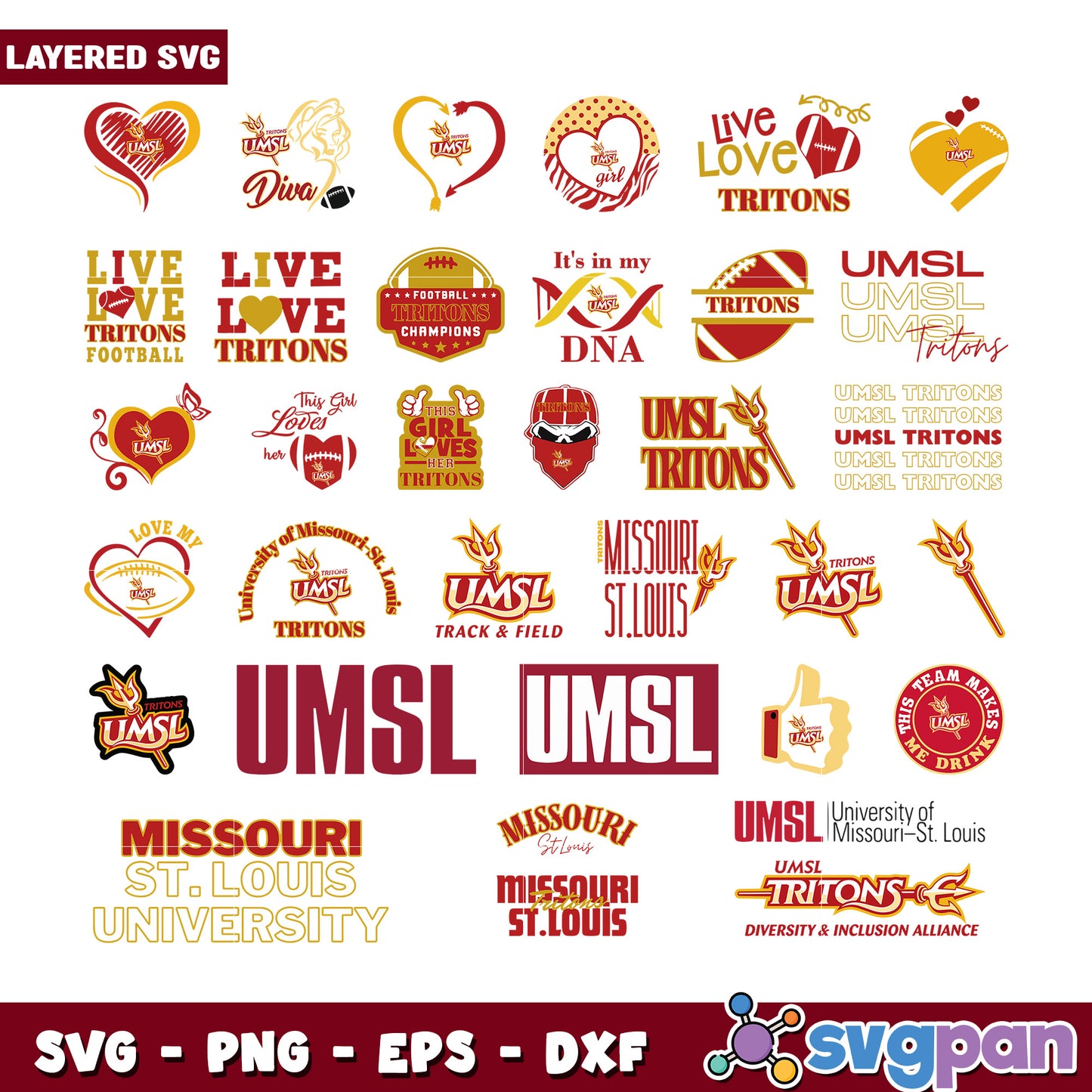 UMSL Tritons Layered SVG Bundle for Creative Projects