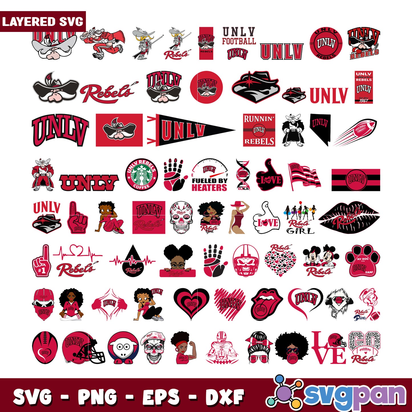 UNLV Rebels SVG Bundle Layered Designs