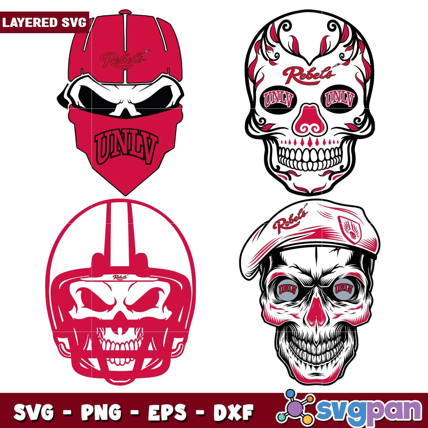 UNLV Rebels Skull SVG Bundle