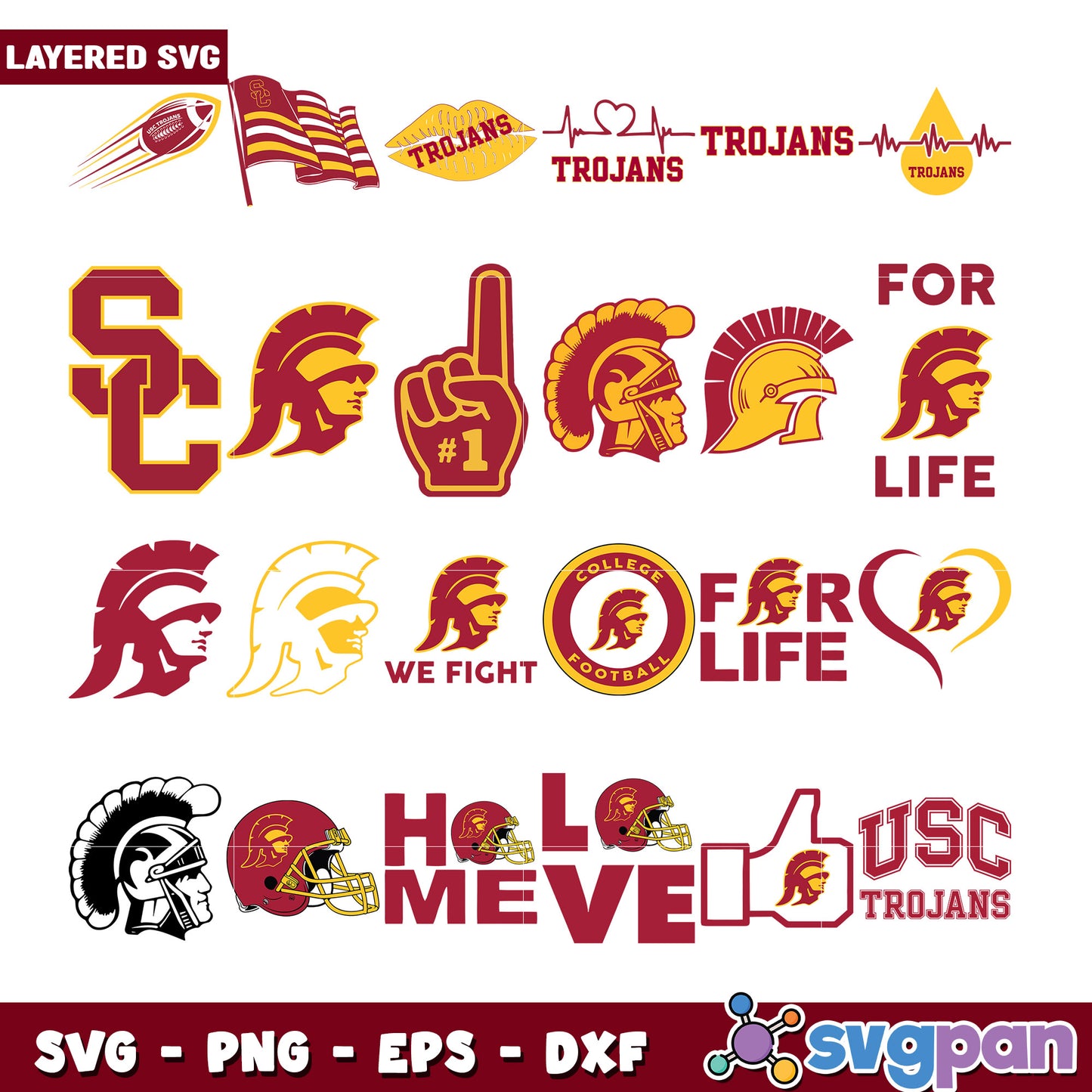 USC Trojans SVG Bundle Layered Designs