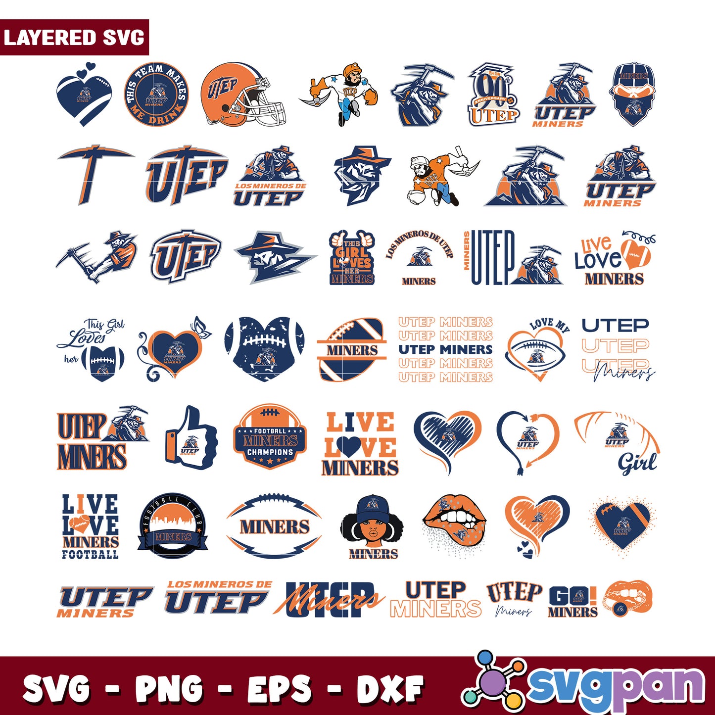 UTEP Miners Bundle SVG Graphics for Fans and Crafts