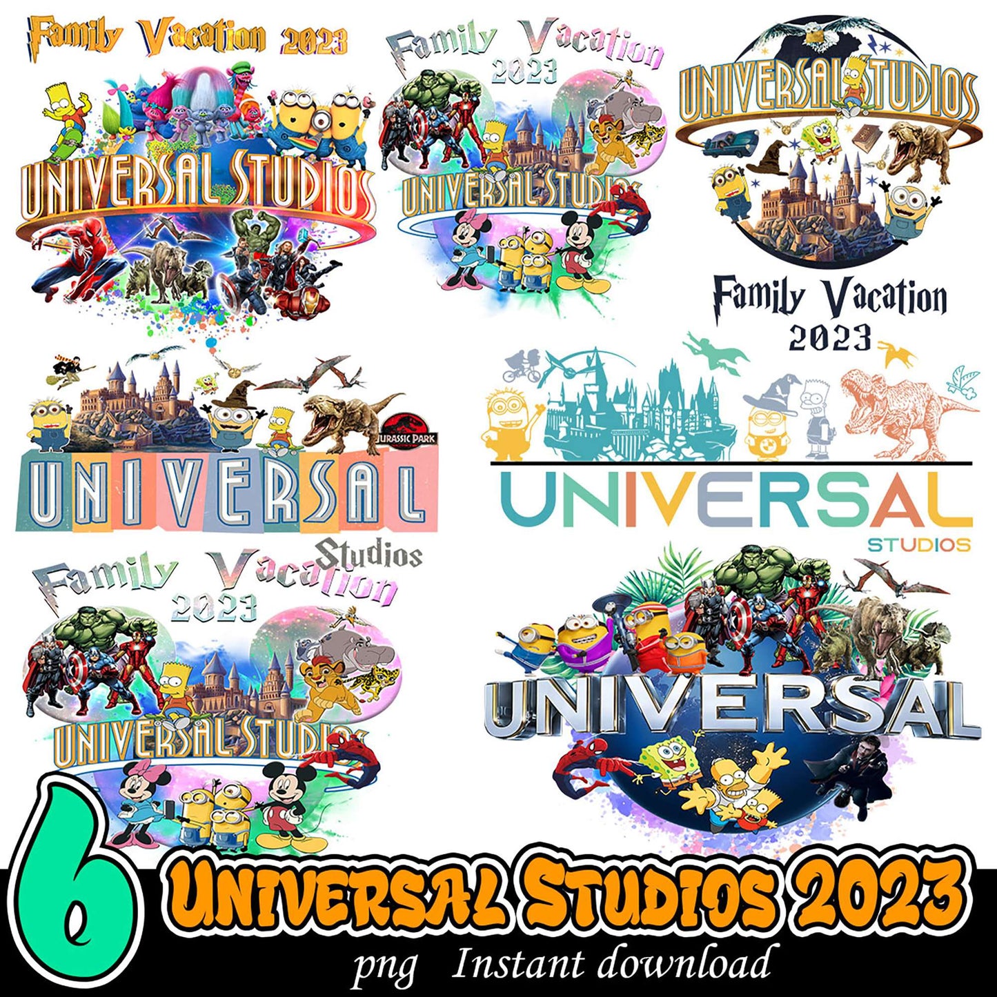 Universal Studios 2023 PNG Bundle - 6 Designs