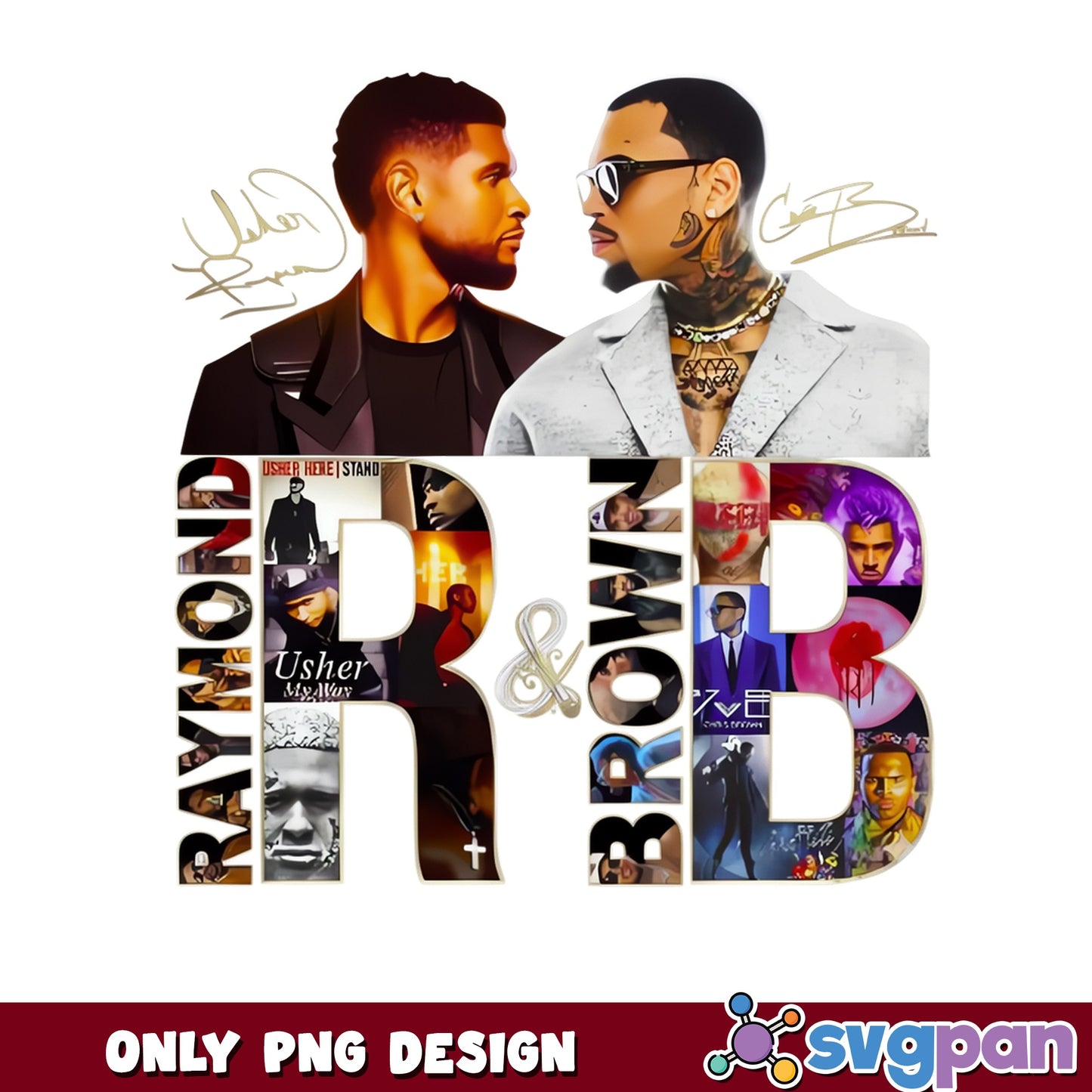 Usher And Chris Brown PNG, Raymond And Brown PNG, RnB Music PNG
