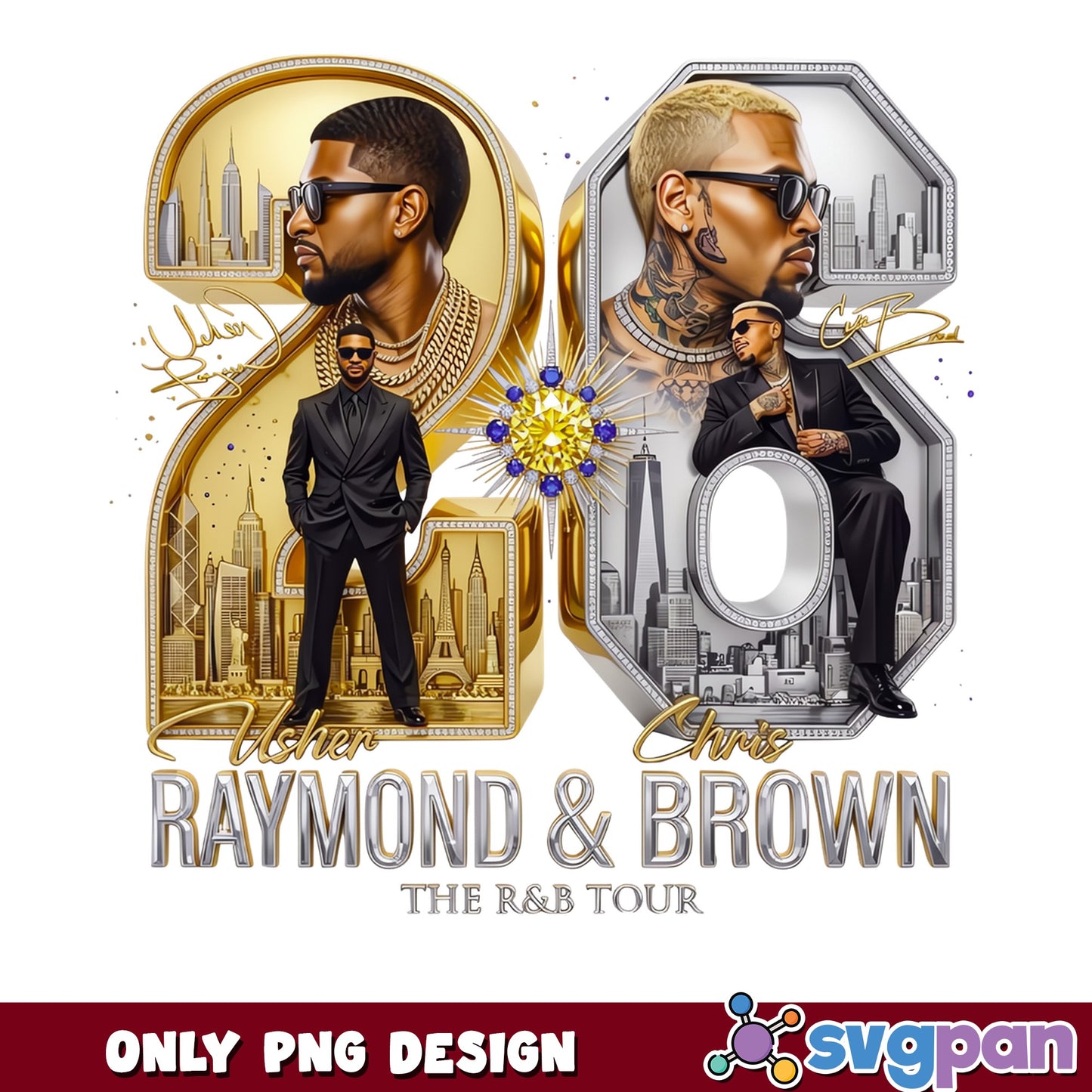 Usher And Chris Brown Raymond And Brown PNG, RnB Tour PNG, Rap PNG