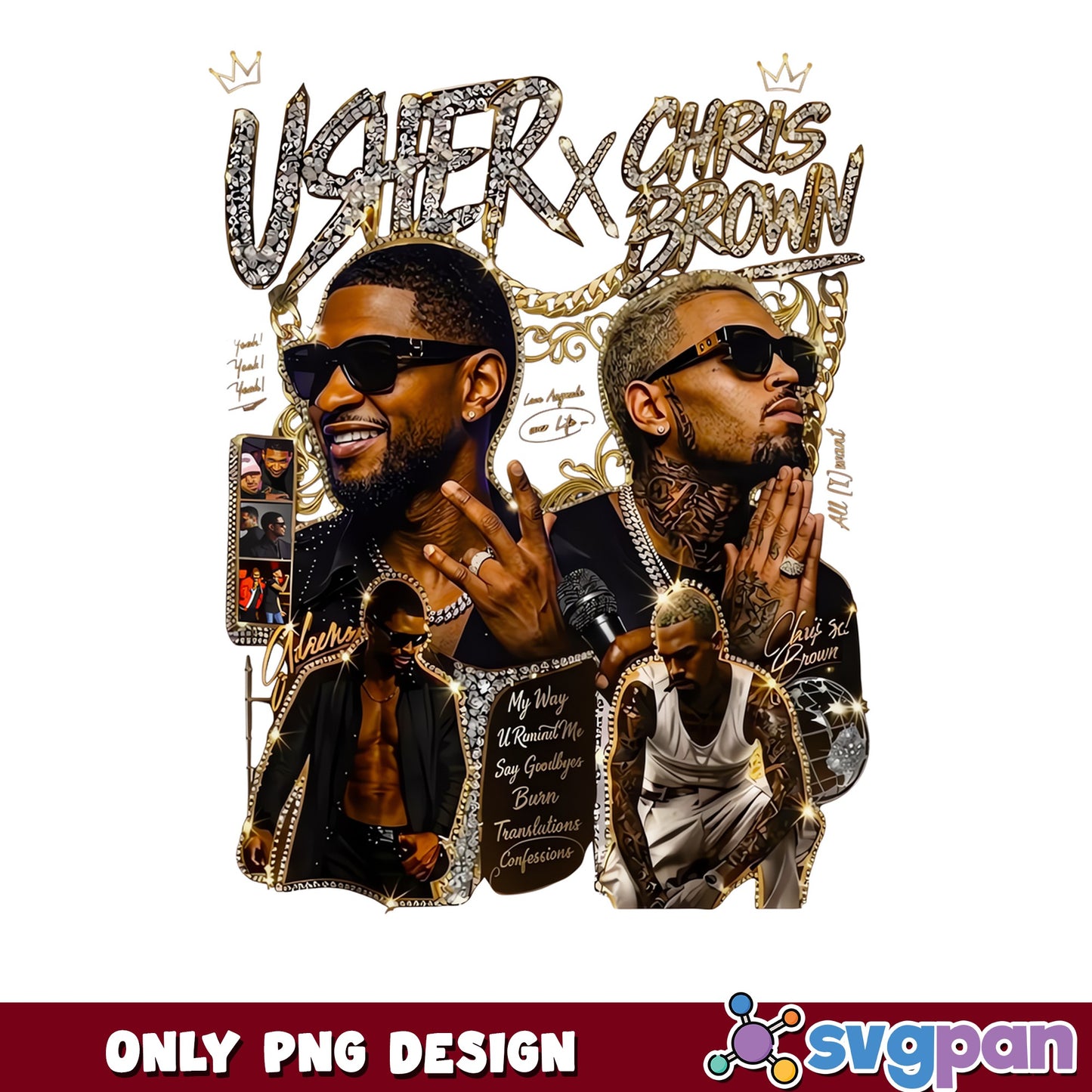 Usher X Chris Brown Bootleg Rap Tee, RnB PNG, Music PNG