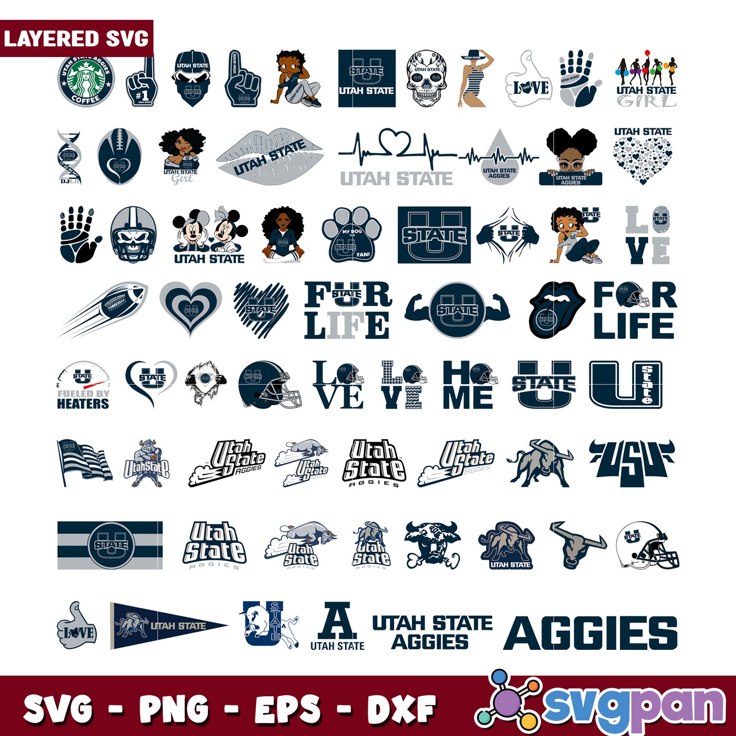 Utah State Aggies SVG Bundle 50+ Designs