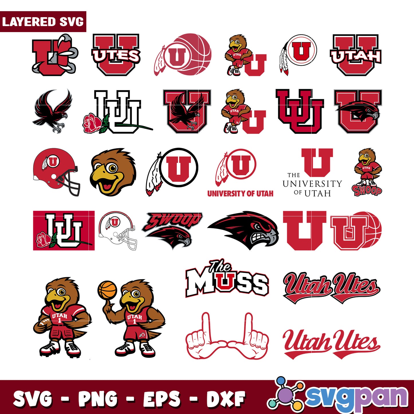 Utah Utes SVG Bundle Layered Graphics