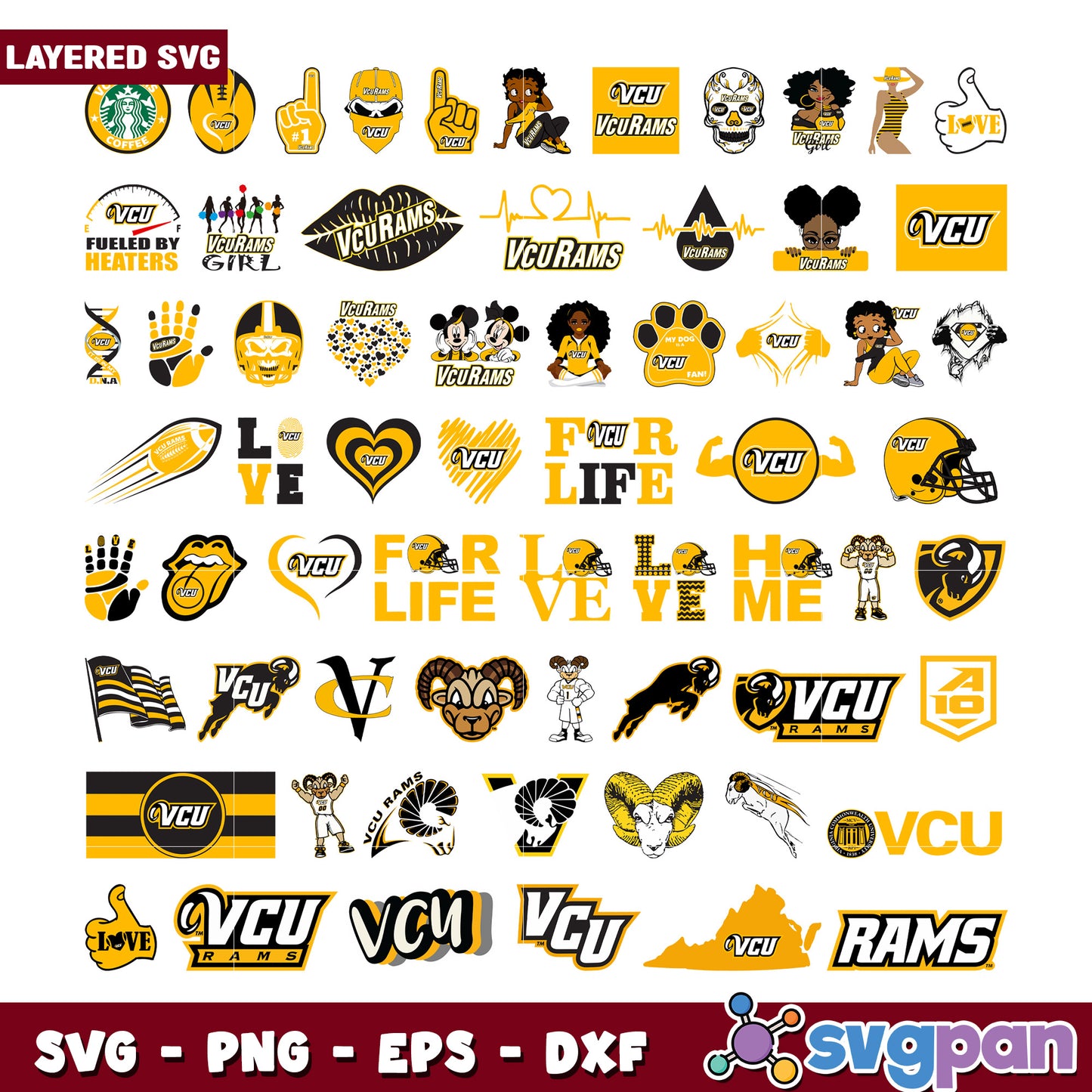 VCU Rams SVG Bundle Layered Designs