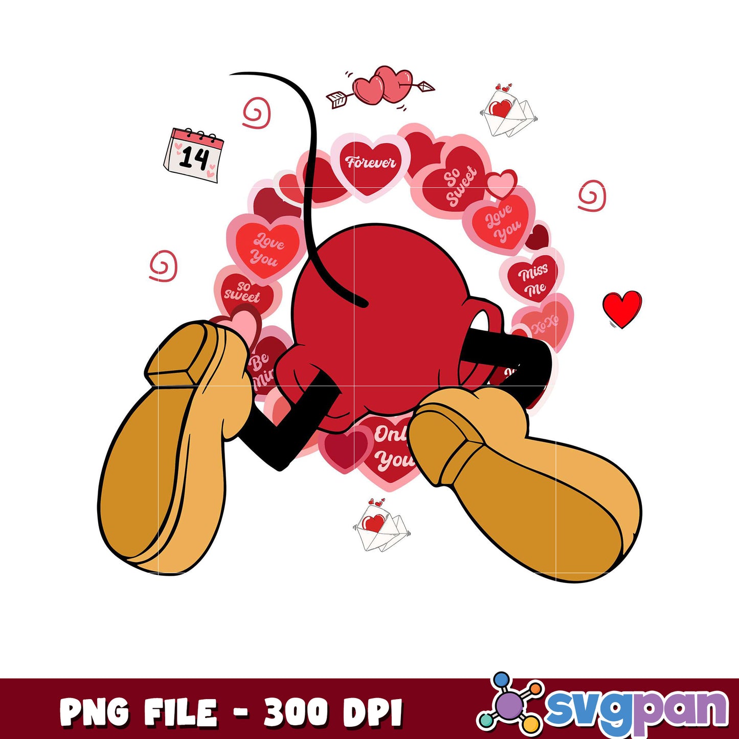 Valentine's Day Red Character PNG File, Cute Hearts Design