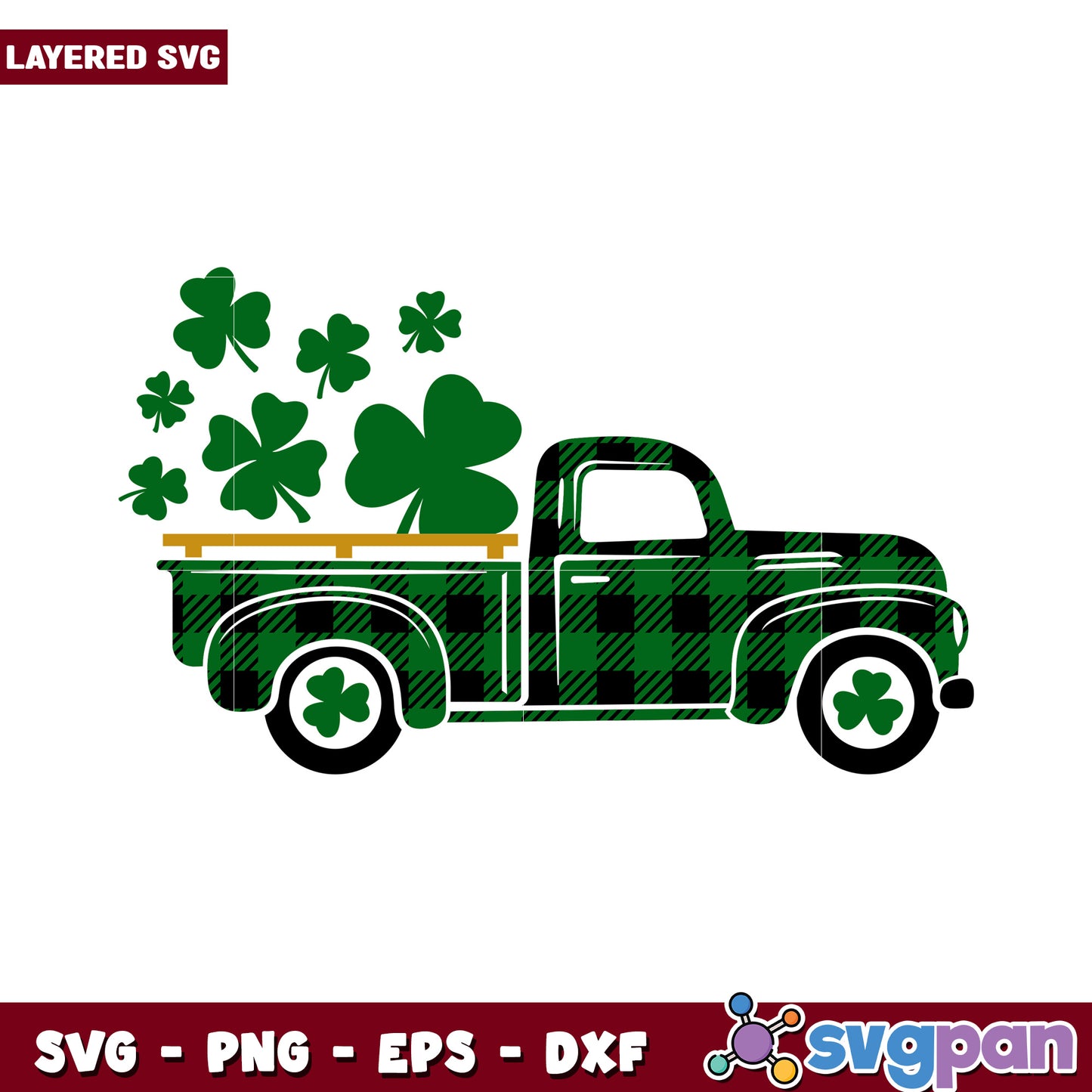 Vintage Truck with Shamrocks SVG, perfect for St. Patrick's Day decor