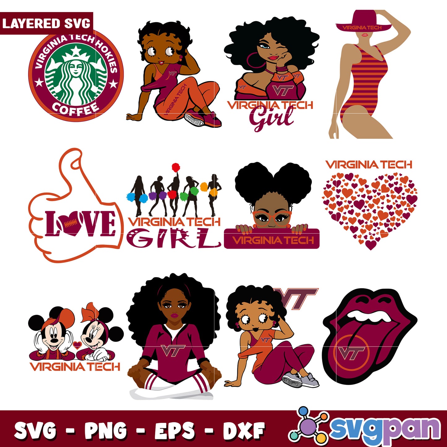 Virginia Tech SVG Bundle Girl Power Designs