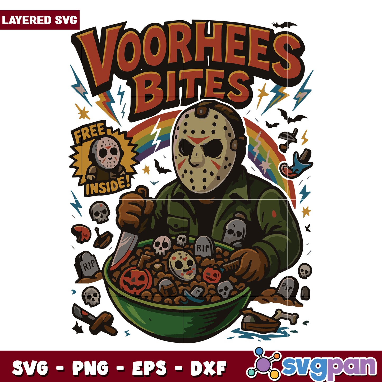 Voorhees bites design svg, halloween toys svg, halloween movies svg