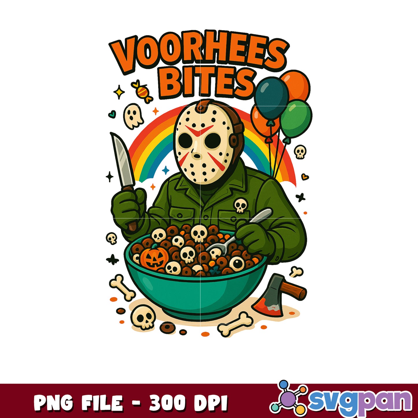Voorhees bites png, spooky autumn png, fall season png