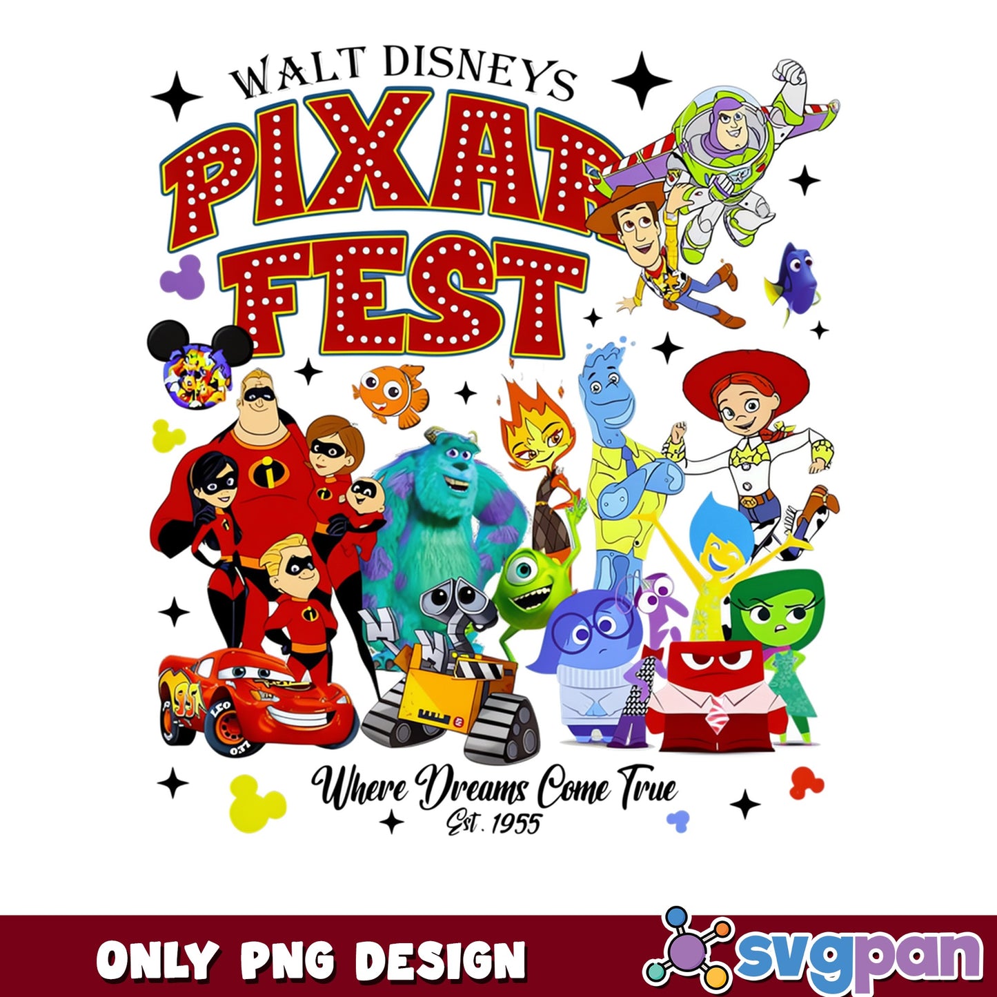 Walt Disney Pixar Fest PNG, Disney Characters PNG, Pixar PNG