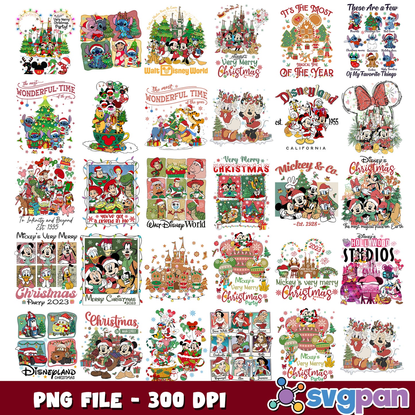 Walt disney christmas day png bundle