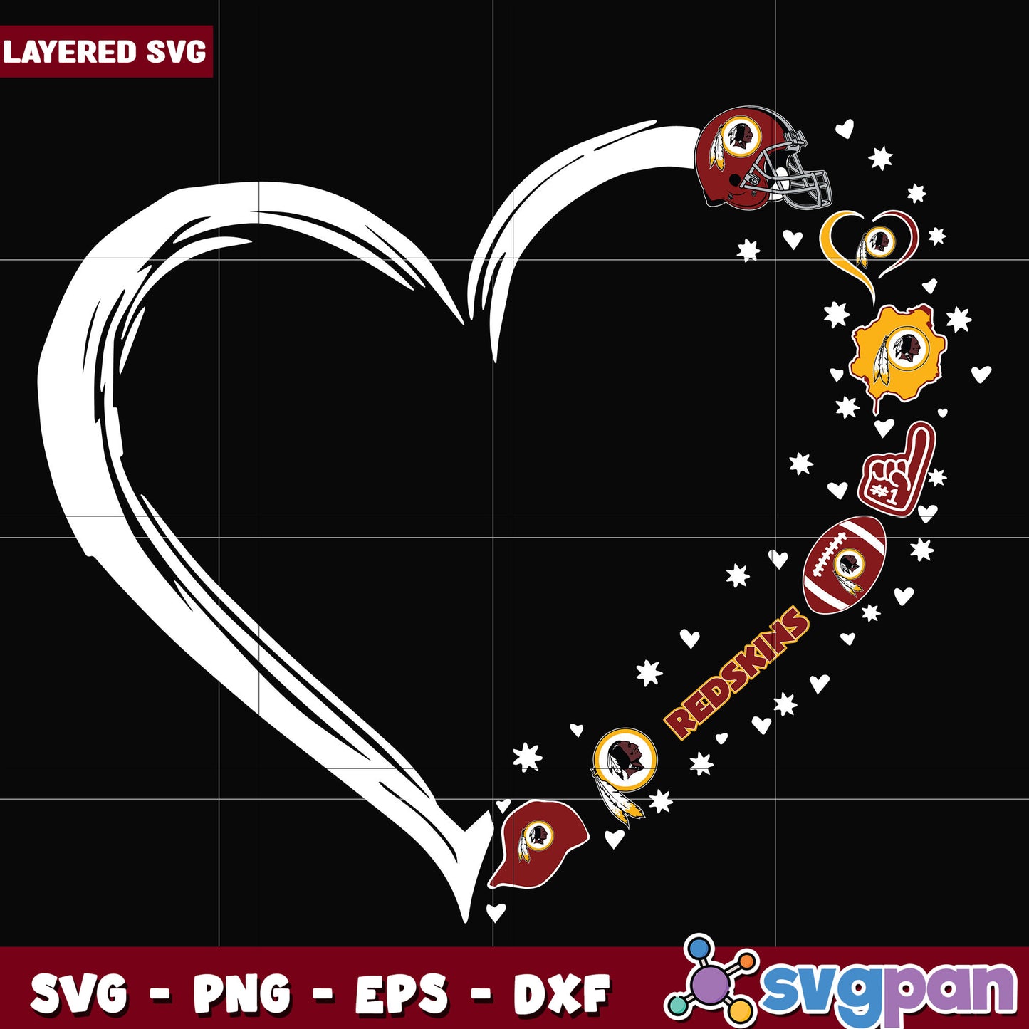 Washington Redskins heart svg, nfl divisons svg, nfl combine svg