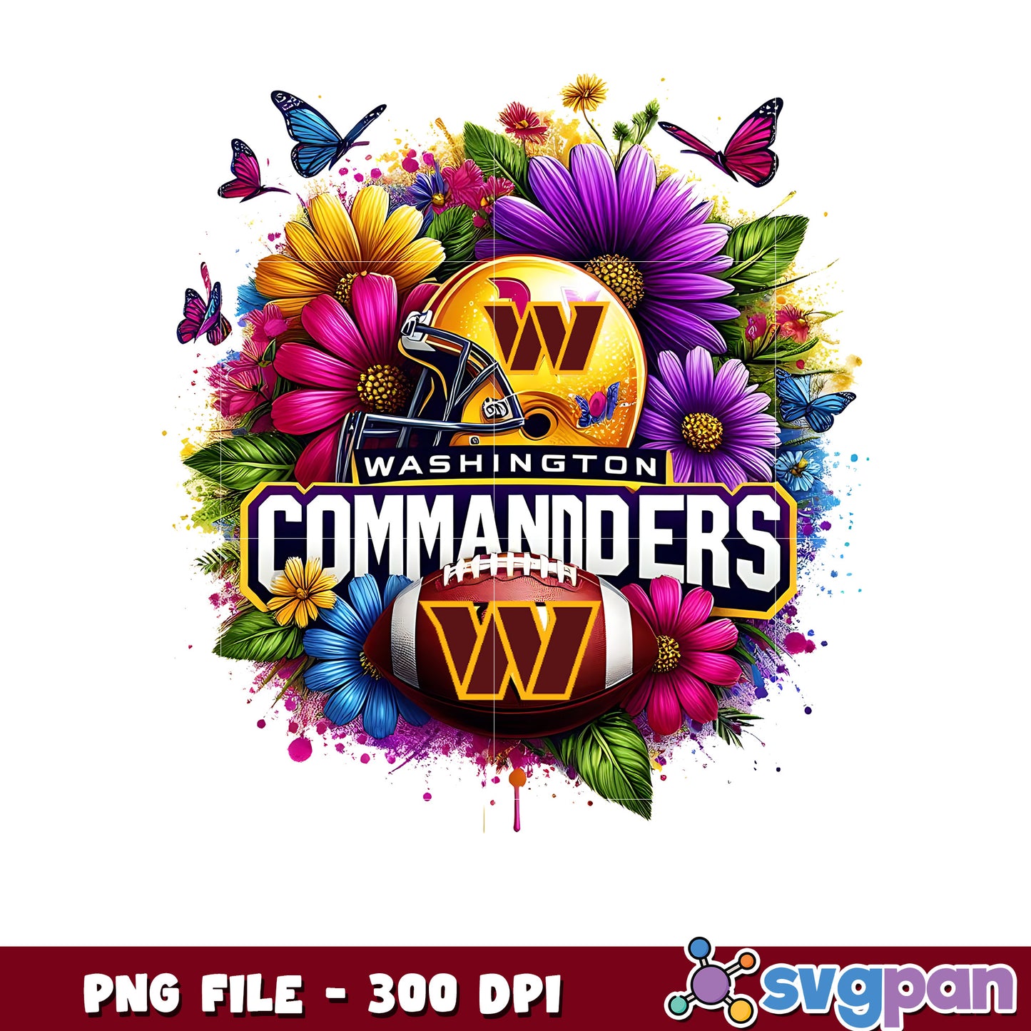 Washington commanders flowers png, nfl games png, american football png
