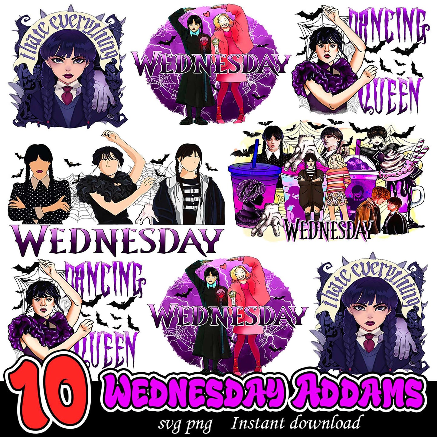 Wednesday Addams SVG Bundle 10 Designs