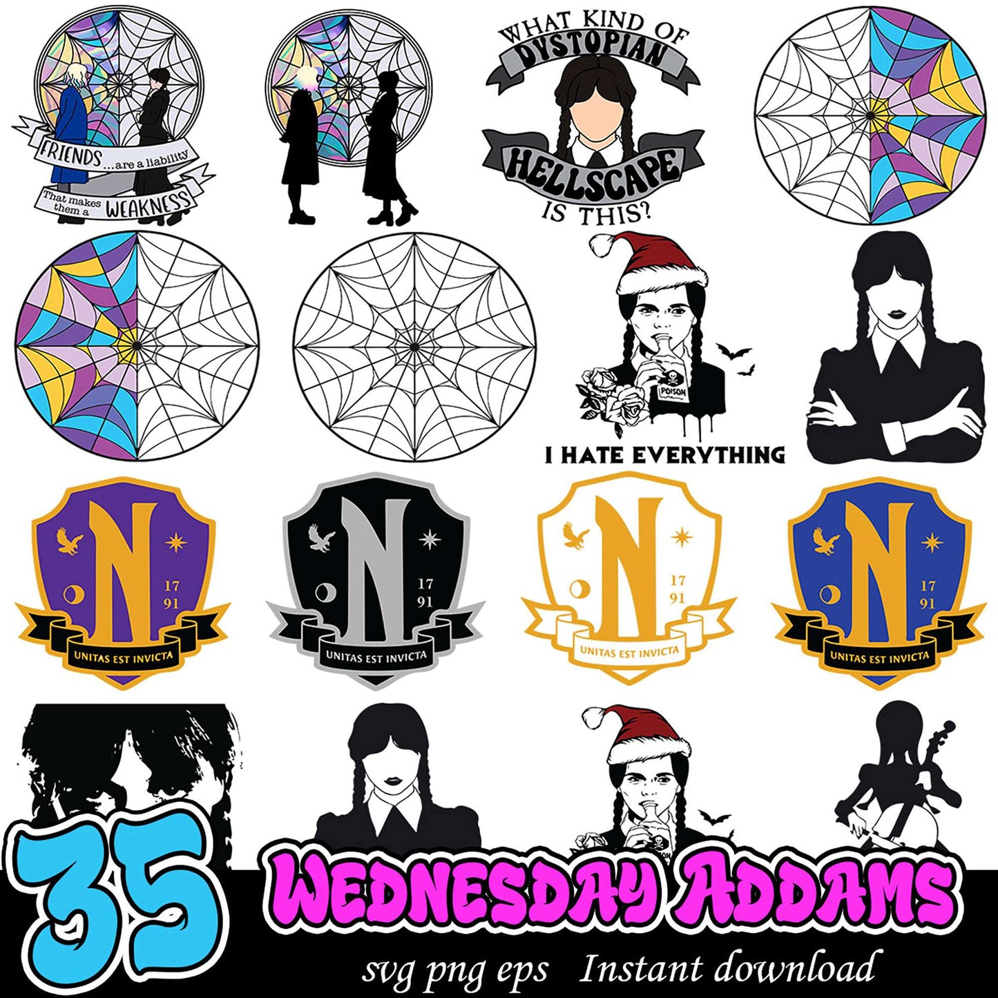 Wednesday Addams SVG Bundle 35 Designs