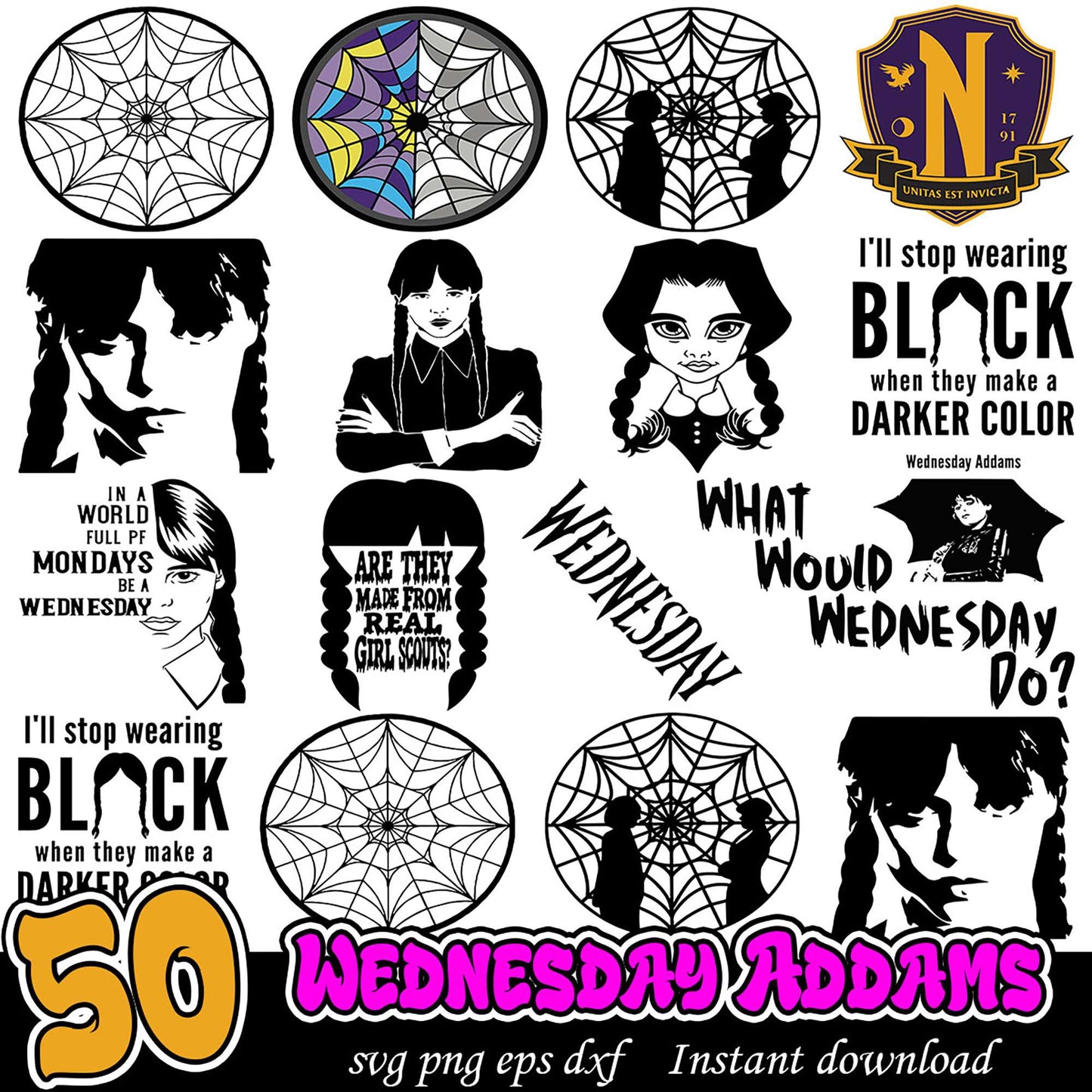 Wednesday Addams SVG Bundle 50 Designs