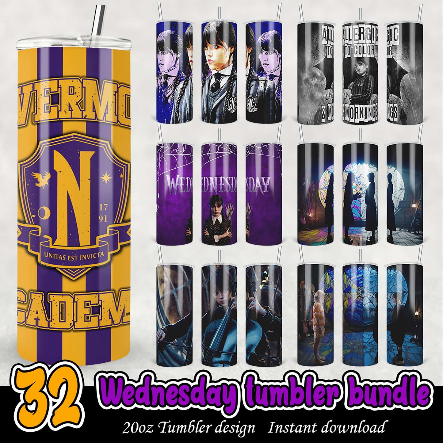 Wednesday Tumbler Bundle 32 PNG Designs
