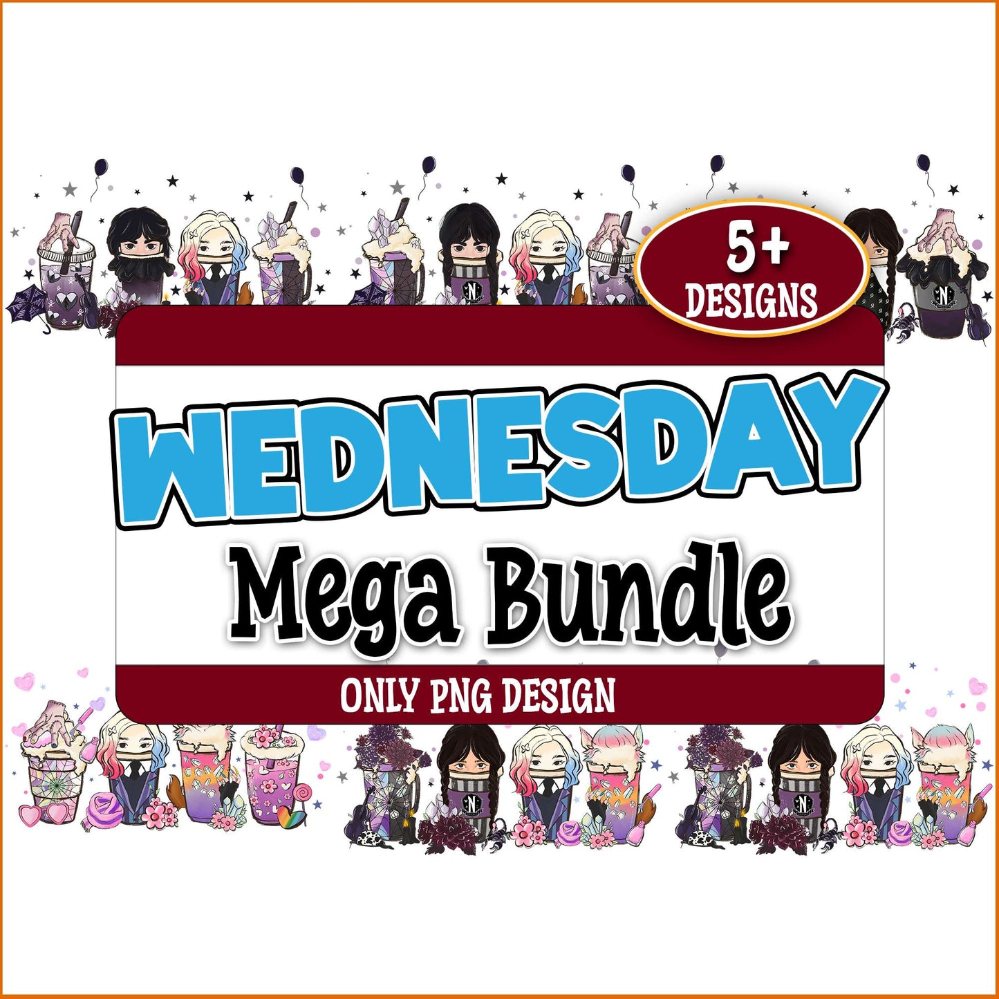 Wednesday coffee png bundle
