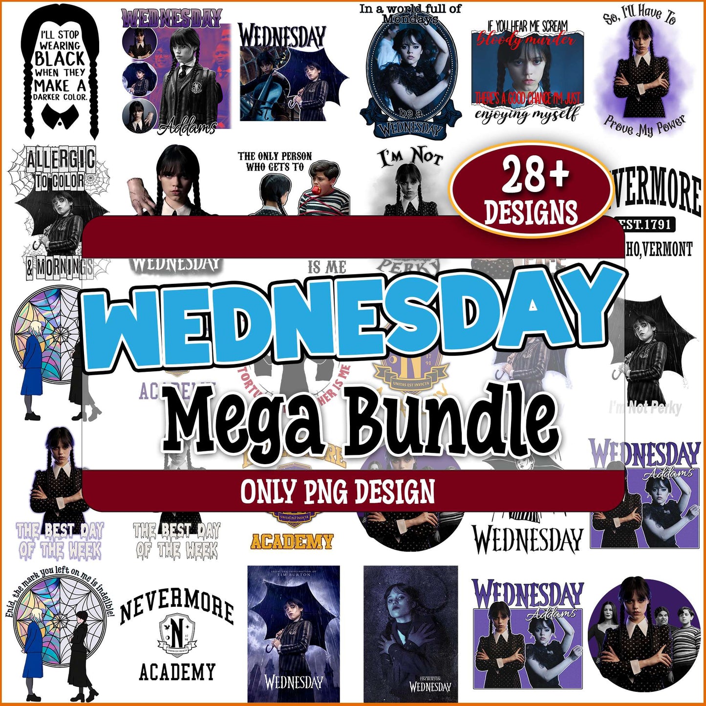 Wednesday design png bundle
