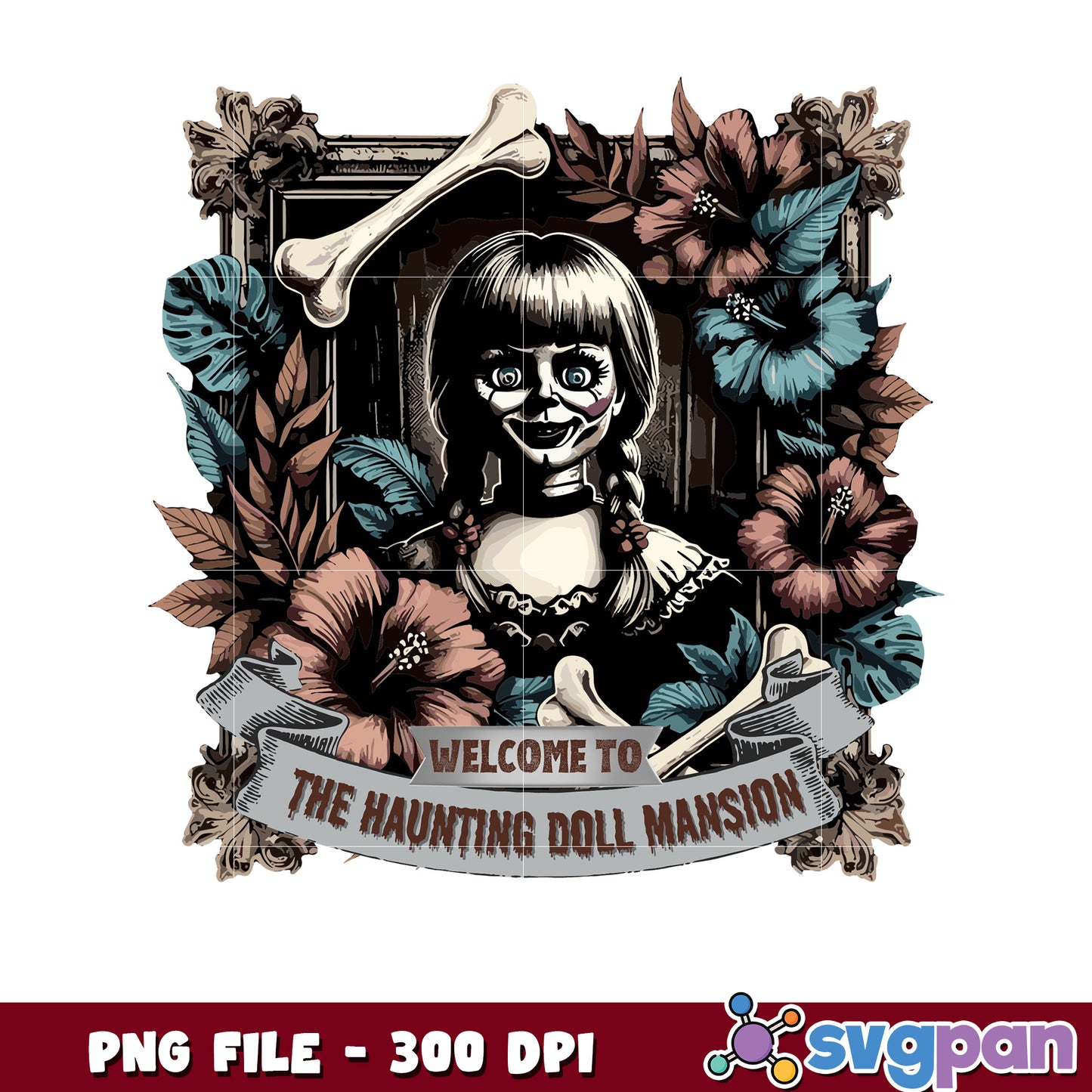 Welcome to the haunting doll masion png, halloween horror characters png, halloween town png