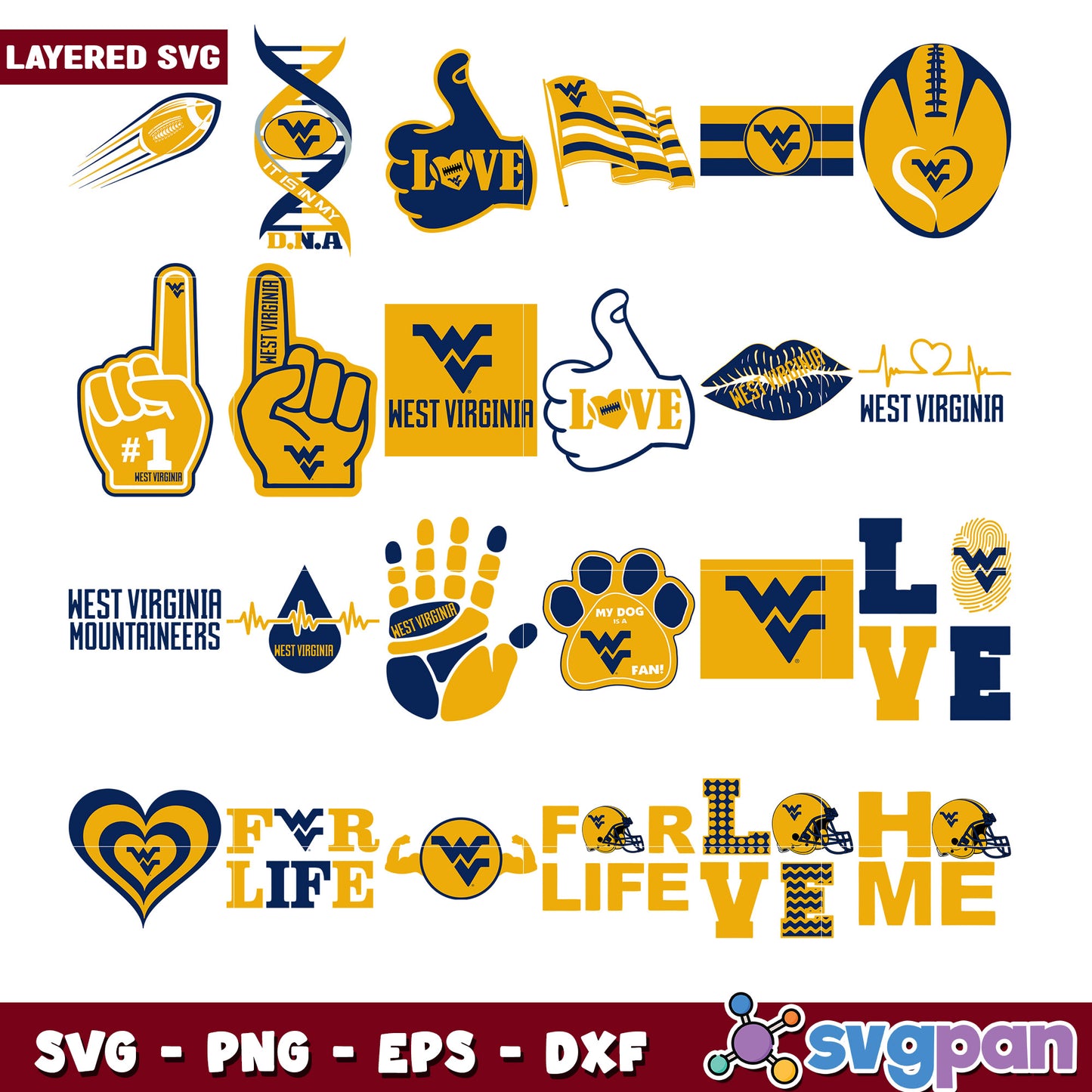 West Virginia Mountaineers SVG Bundle for Fans
