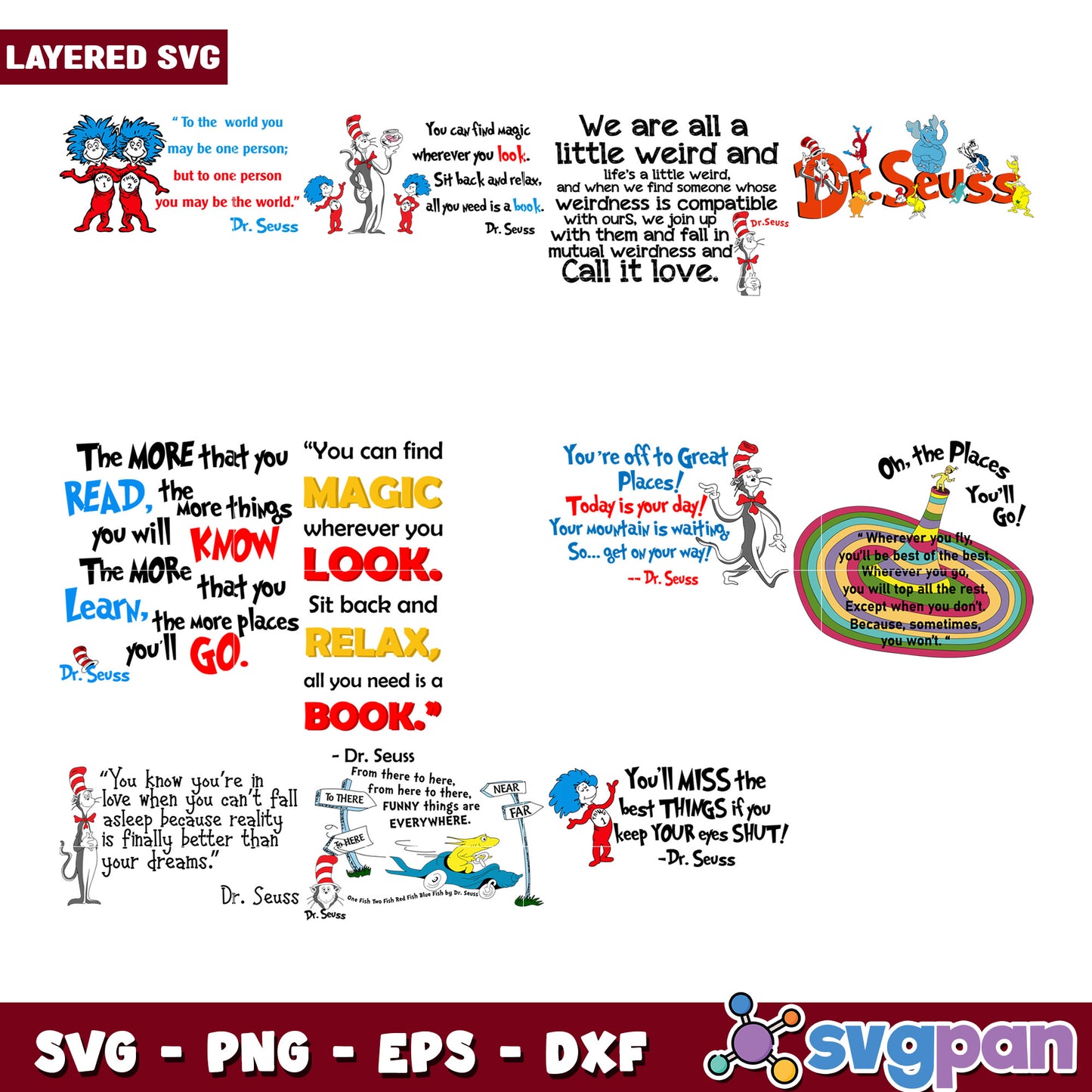Whimsical Dr Seuss Quotes SVG Bundle for Creative Projects