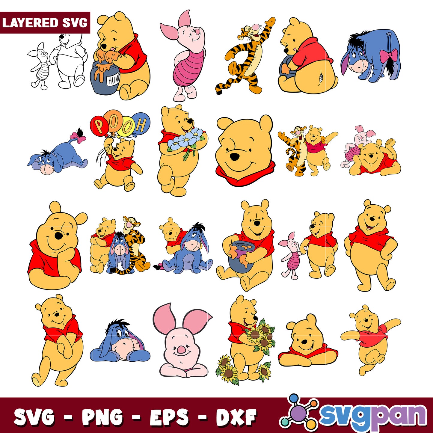 Whimsical Winnie the Pooh Character SVG Bundle
