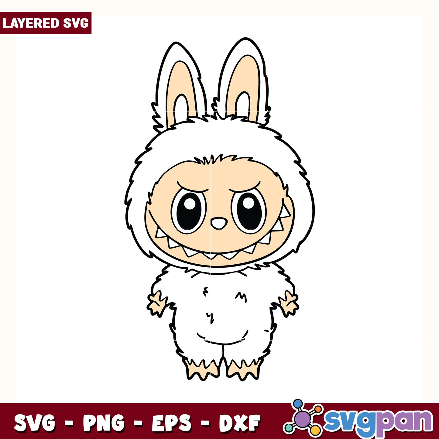 White labubu design svg, cute labubu svg, popmart labubu svg