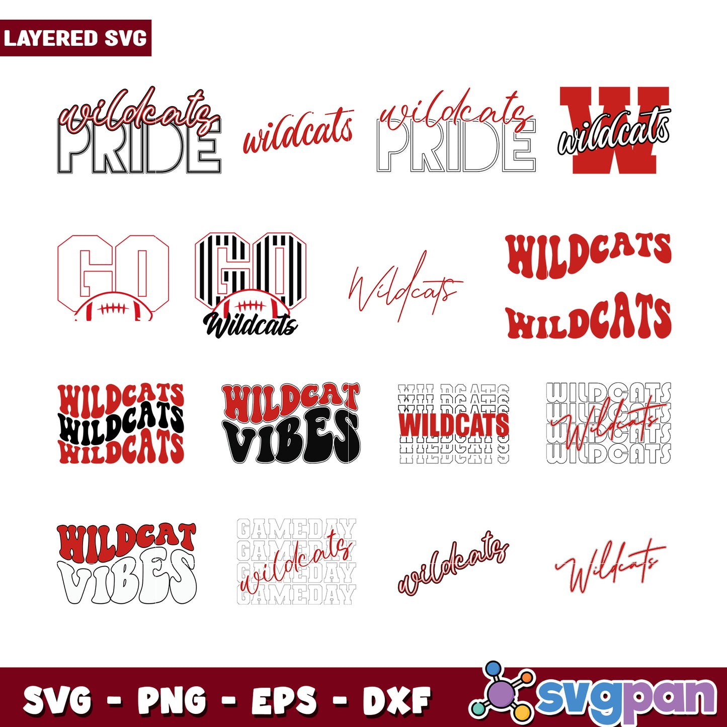 Wildcats SVG Bundle Layered Designs