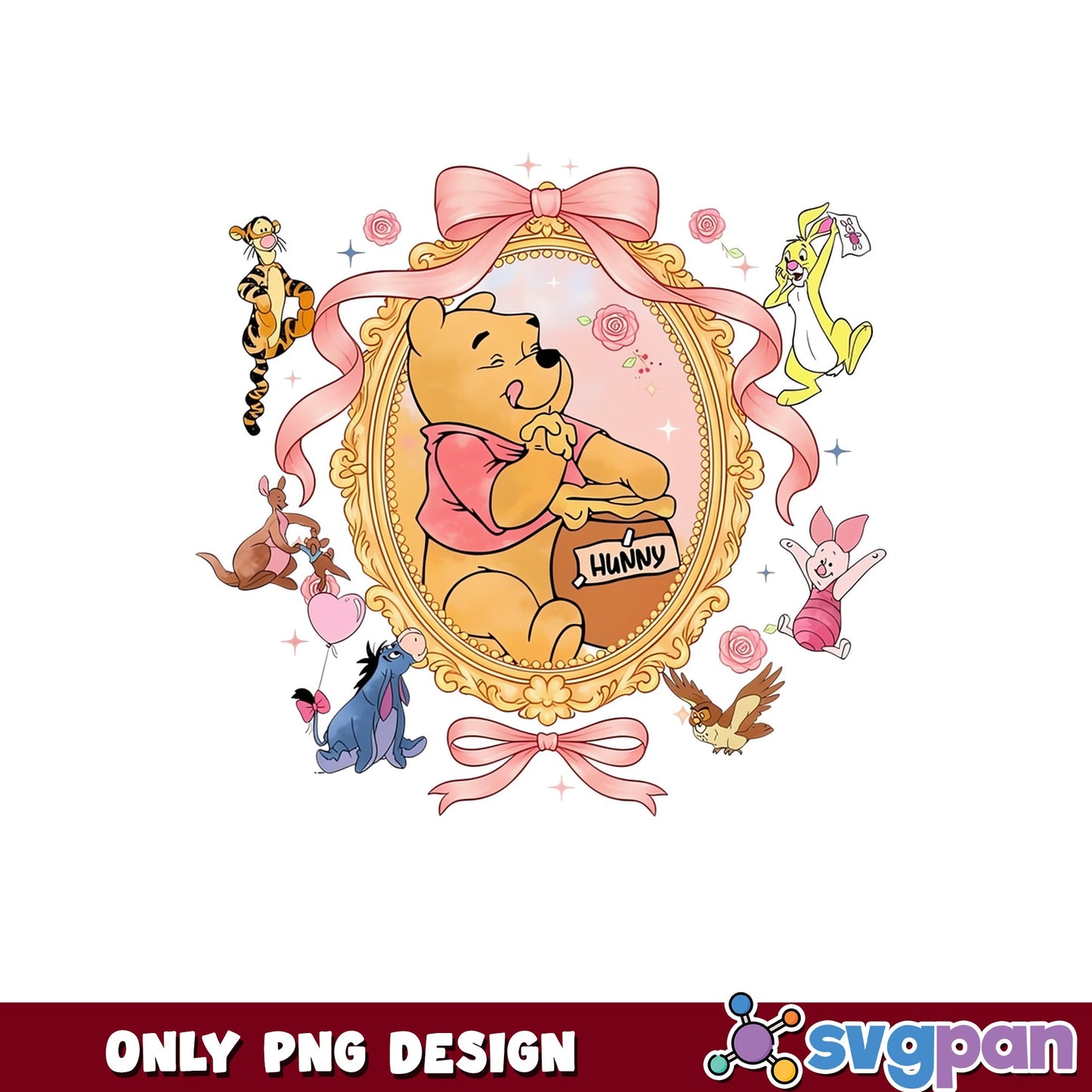 Winnie The Pooh And Friends Coquette PNG, Disney PNG, Bow PNG