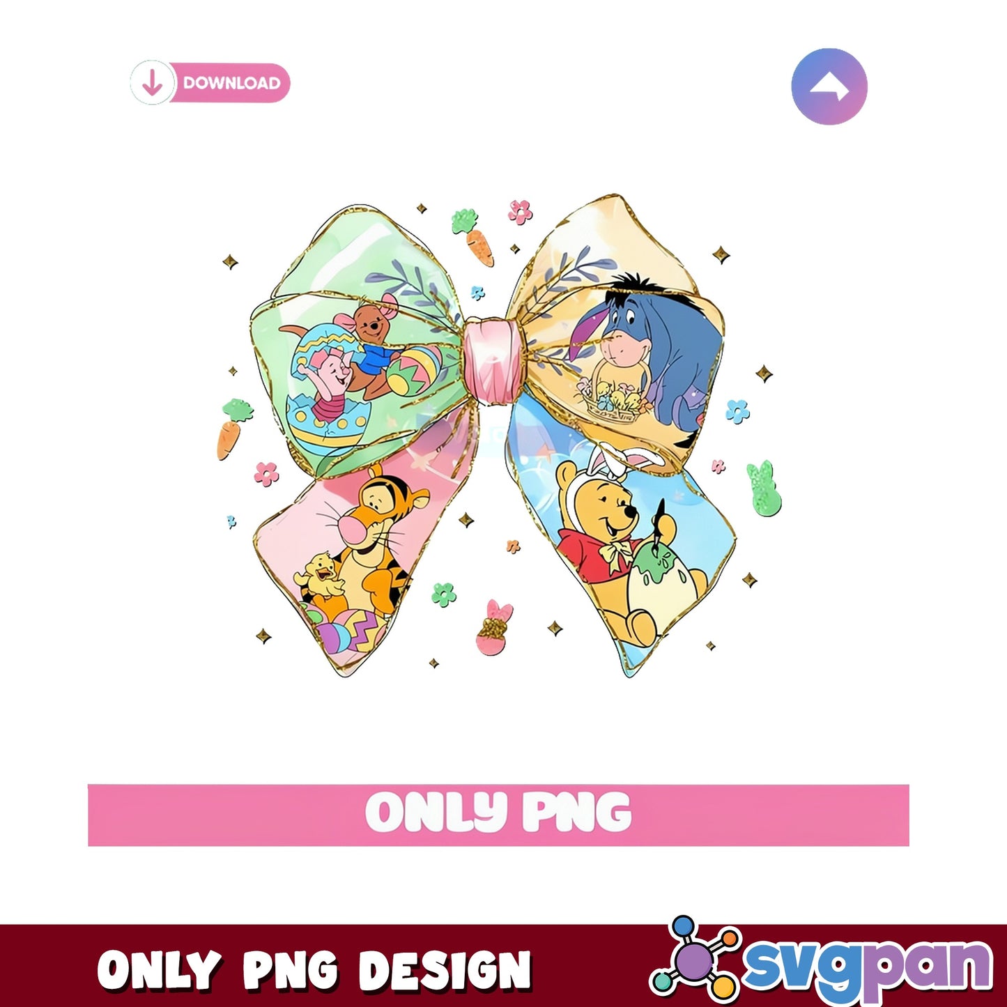 Winnie The Pooh Easter Bow PNG, Disney Easter PNG, Pooh Bear PNG