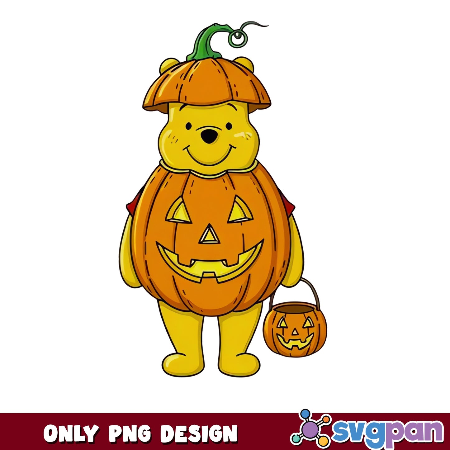 Winnie The Pooh Jack O Lantern Trick Or Treat PNG, Halloween, PNG