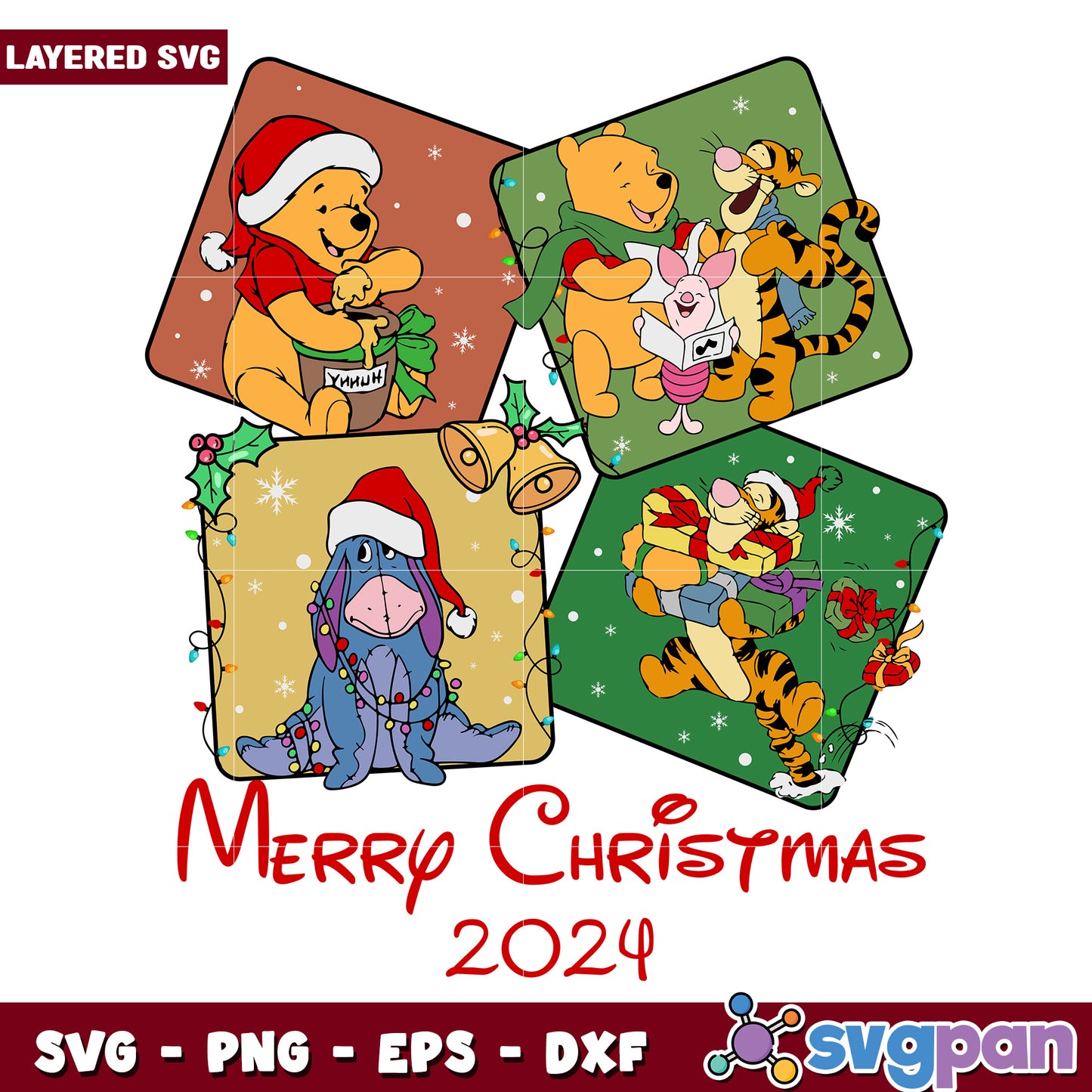 Winnie pooh chirstmas svg, disney christmas svg, disney cartoon svg