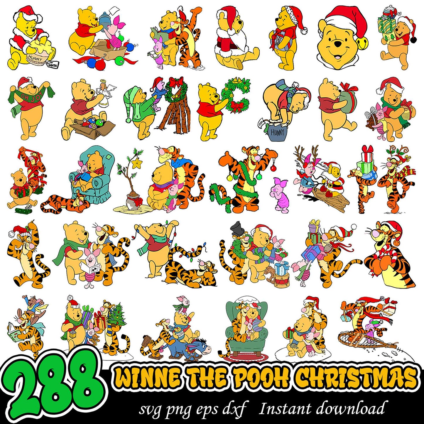 Winnie the Pooh Christmas SVG Bundle