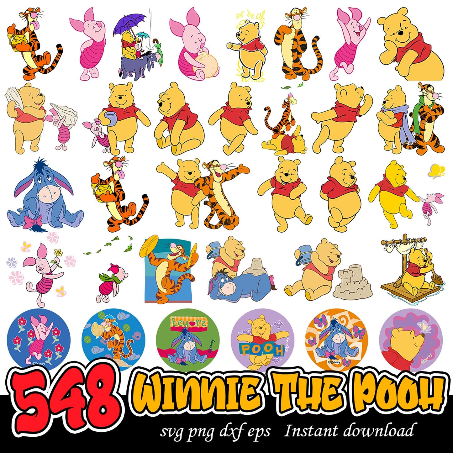 Winnie the Pooh SVG Bundle 548 Designs for Instant Download