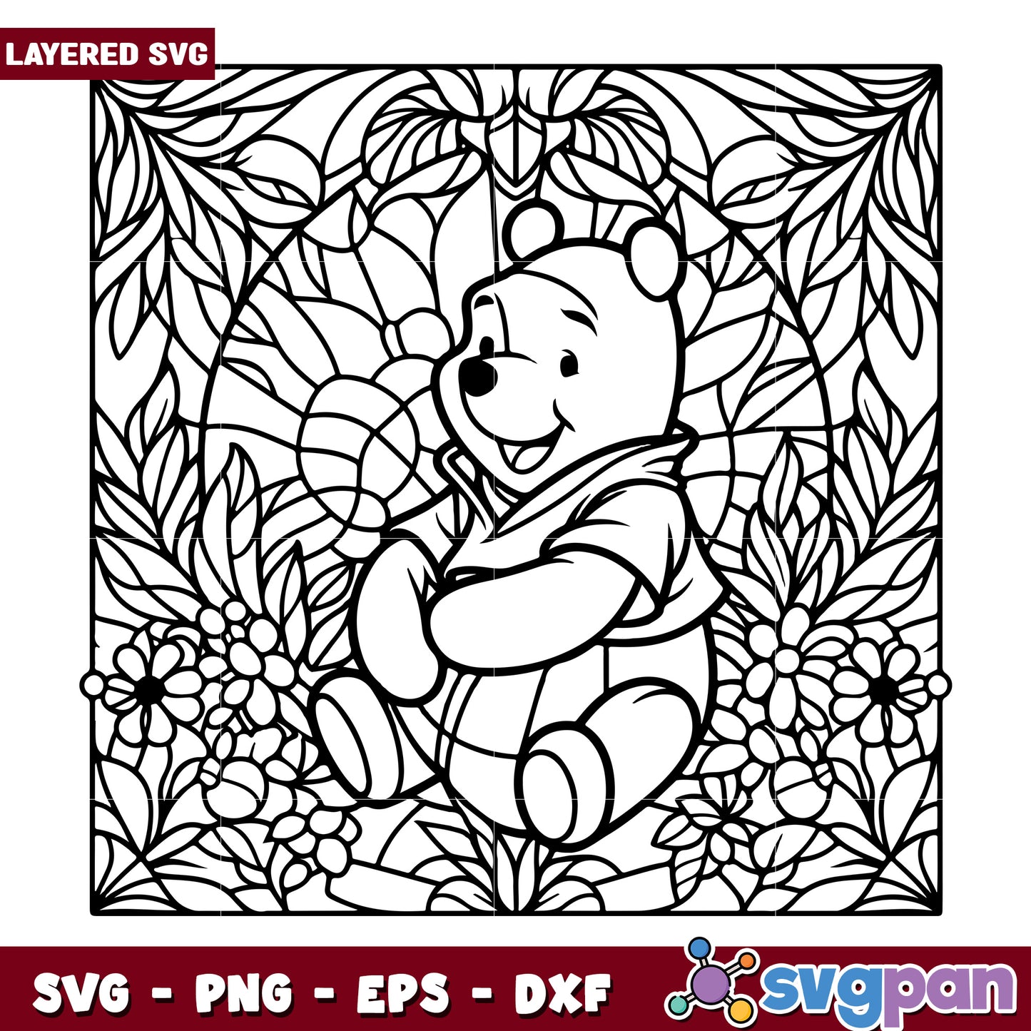Winnie the Pooh Stained Glass SVG