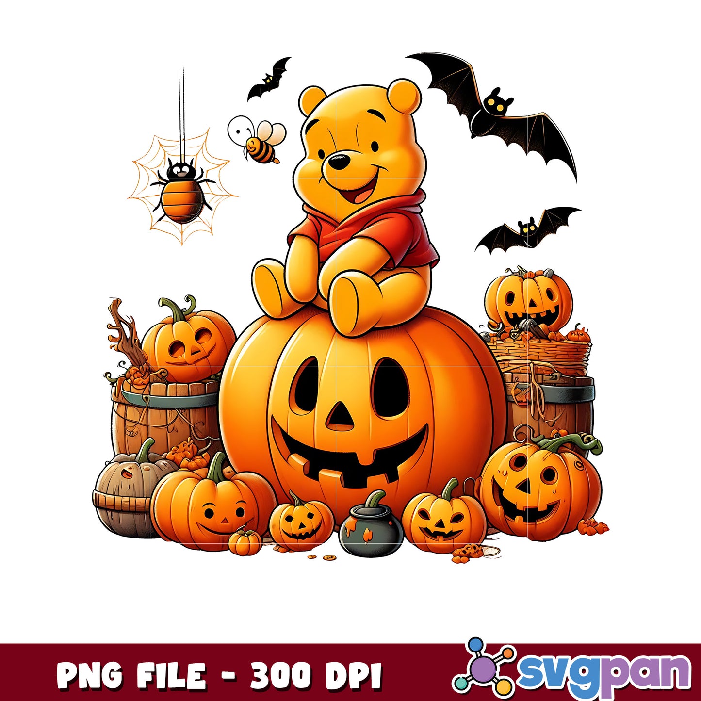 Winnie the pooh halloween png, spooky season png, halloween cartoons png