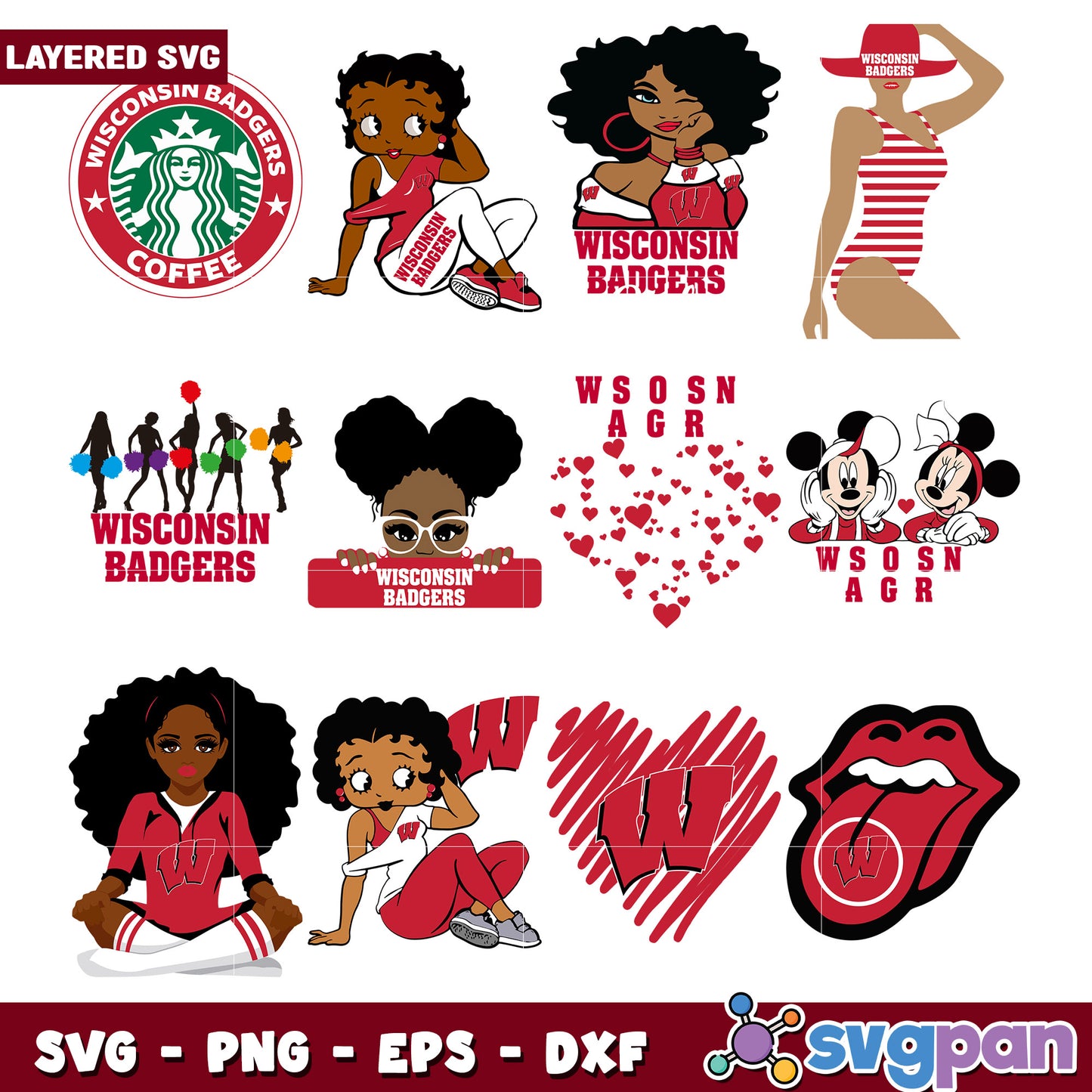 Wisconsin Badgers SVG Bundle Layered Designs