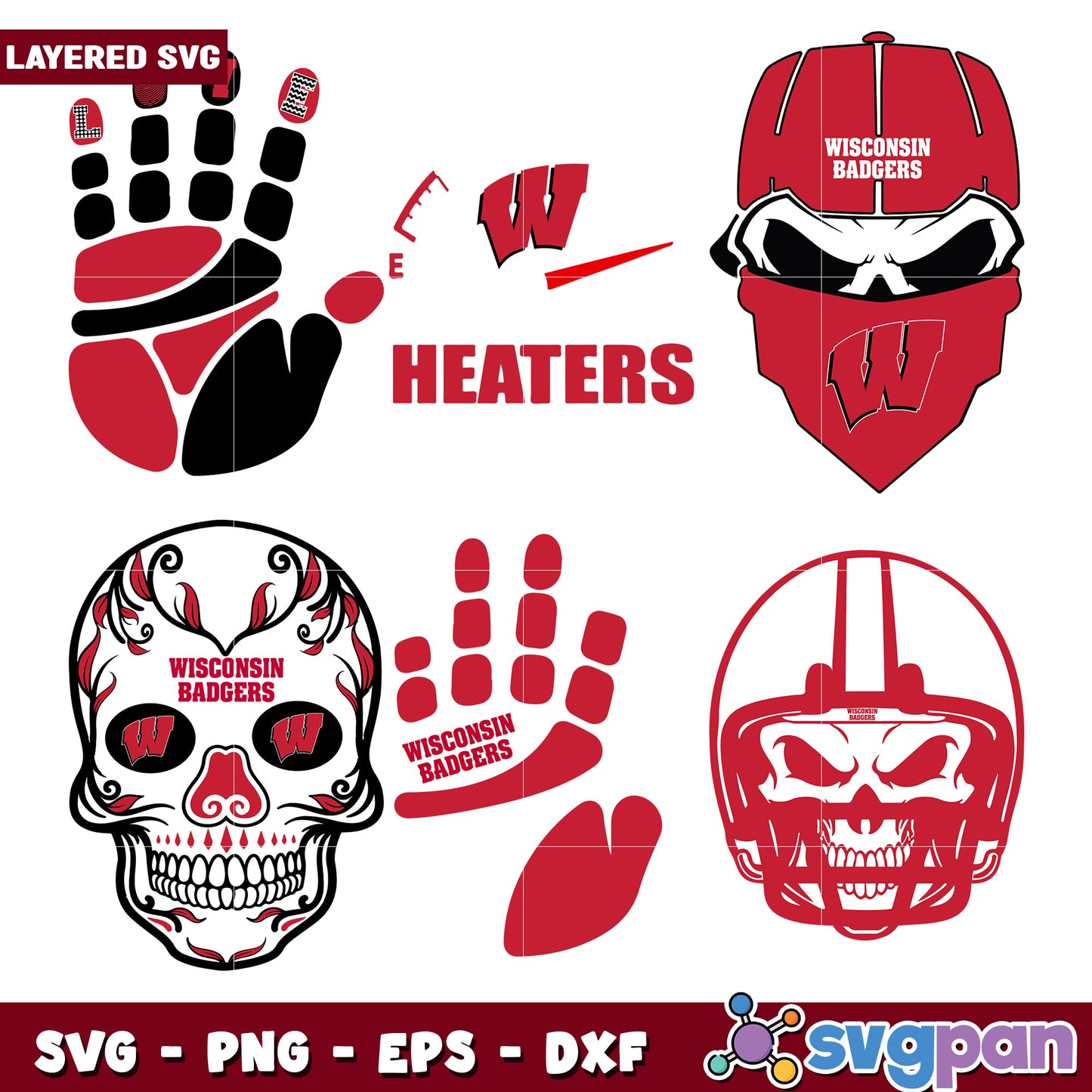 Wisconsin Badgers Sports Bundle Layered SVG Files
