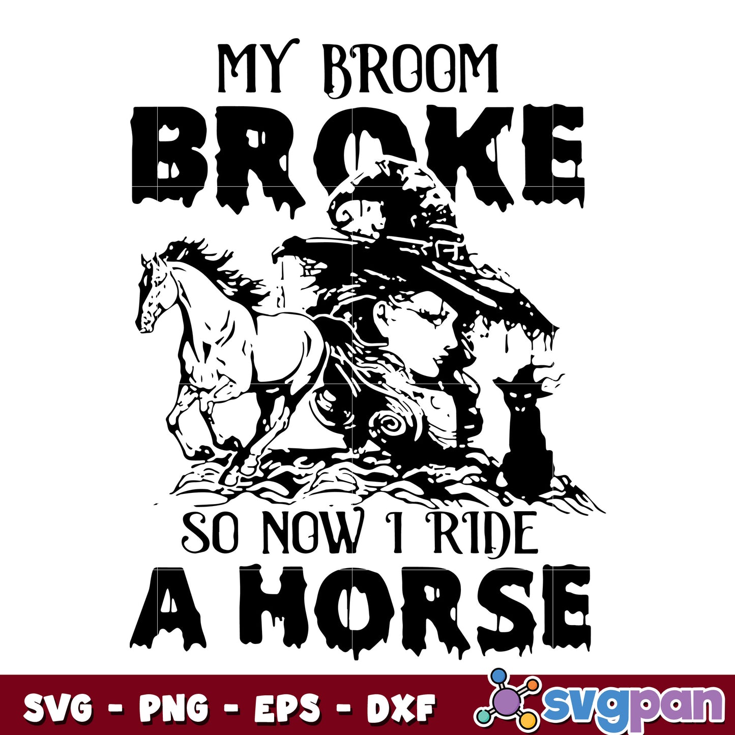 Witch My Broom Horse svg