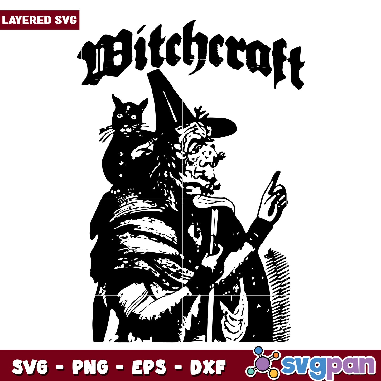 Witchcraft spooky witch with black cat halloween svg, halloween quotes svg, halloween villains svg