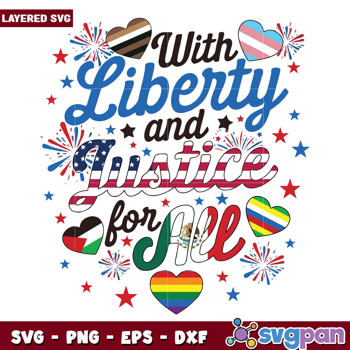 With liberty and justice for all svgg, patriotic quote design svg, american freedom