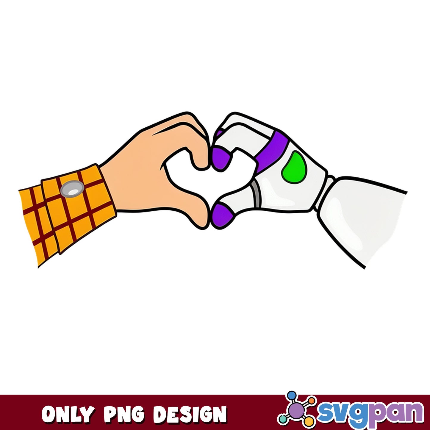Woody And Buzz Lightyear Heart Hands PNG, Toy Story PNG, Disney PNG